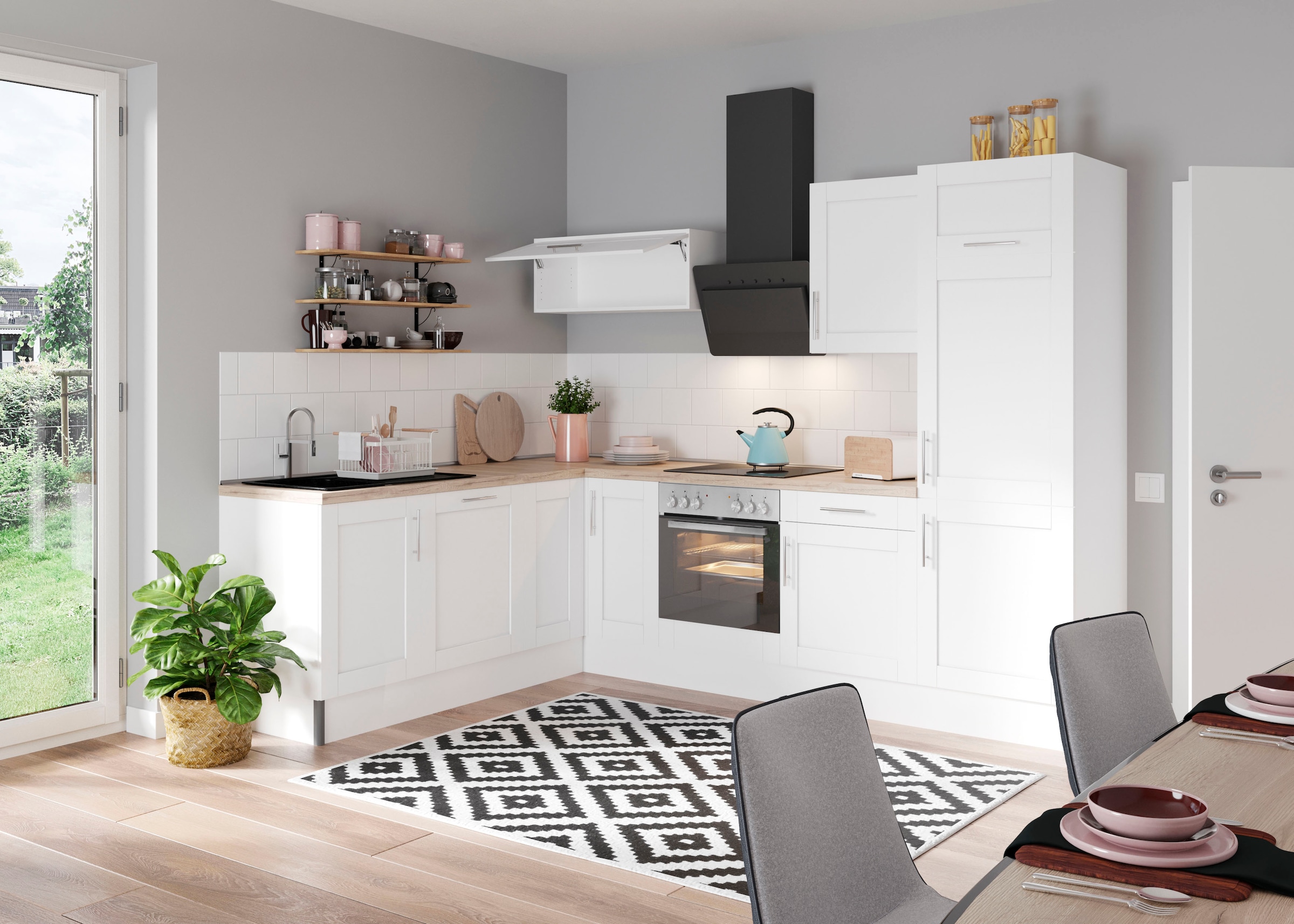 KOCHSTATION Küche »KS-Ahus«, 200 x 270 cm breit, wahlweise mit E-Geräten, Soft Close Funktion