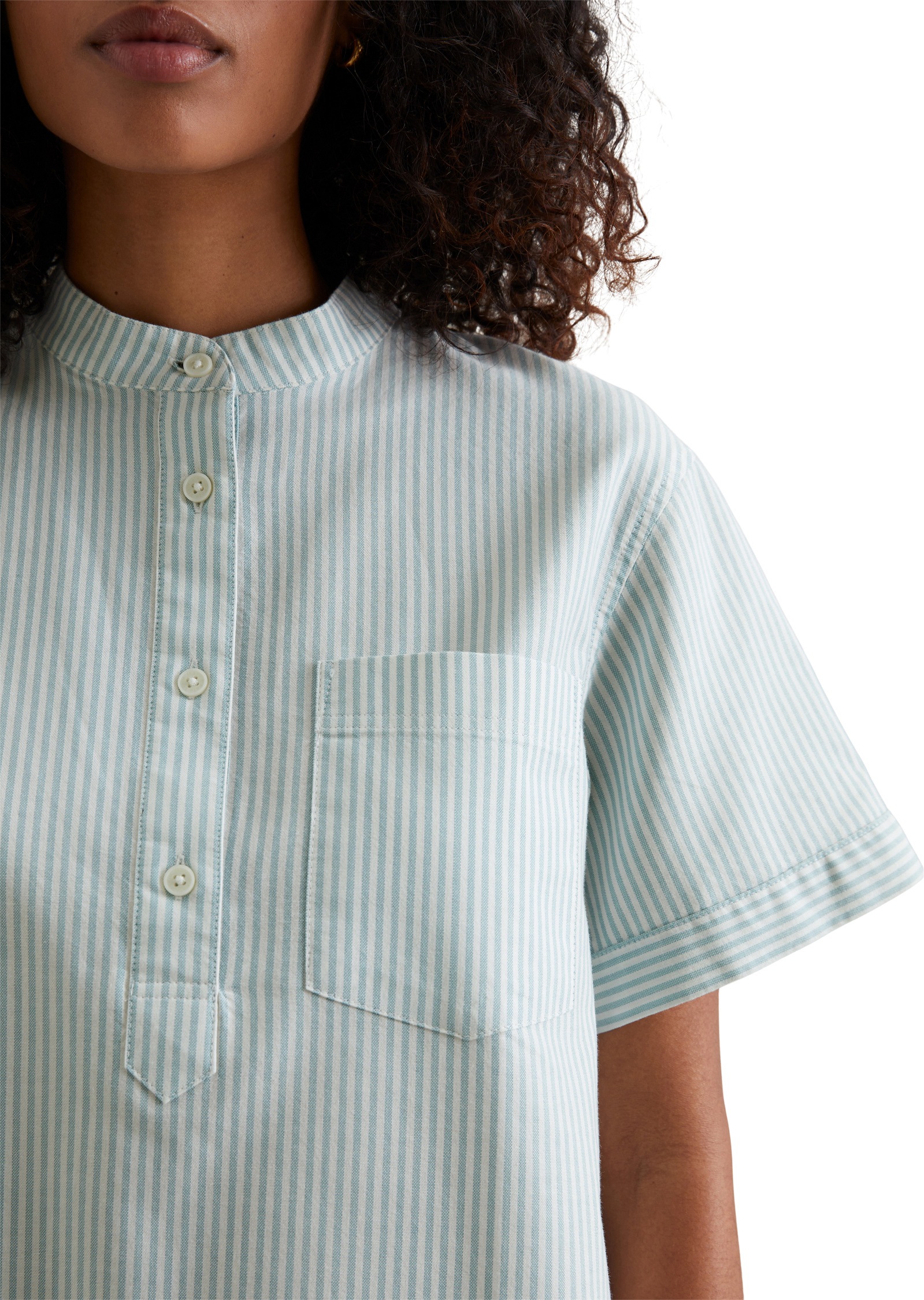 Marc O'Polo DENIM Kurzarmbluse »aus gestreiftem Oxford«