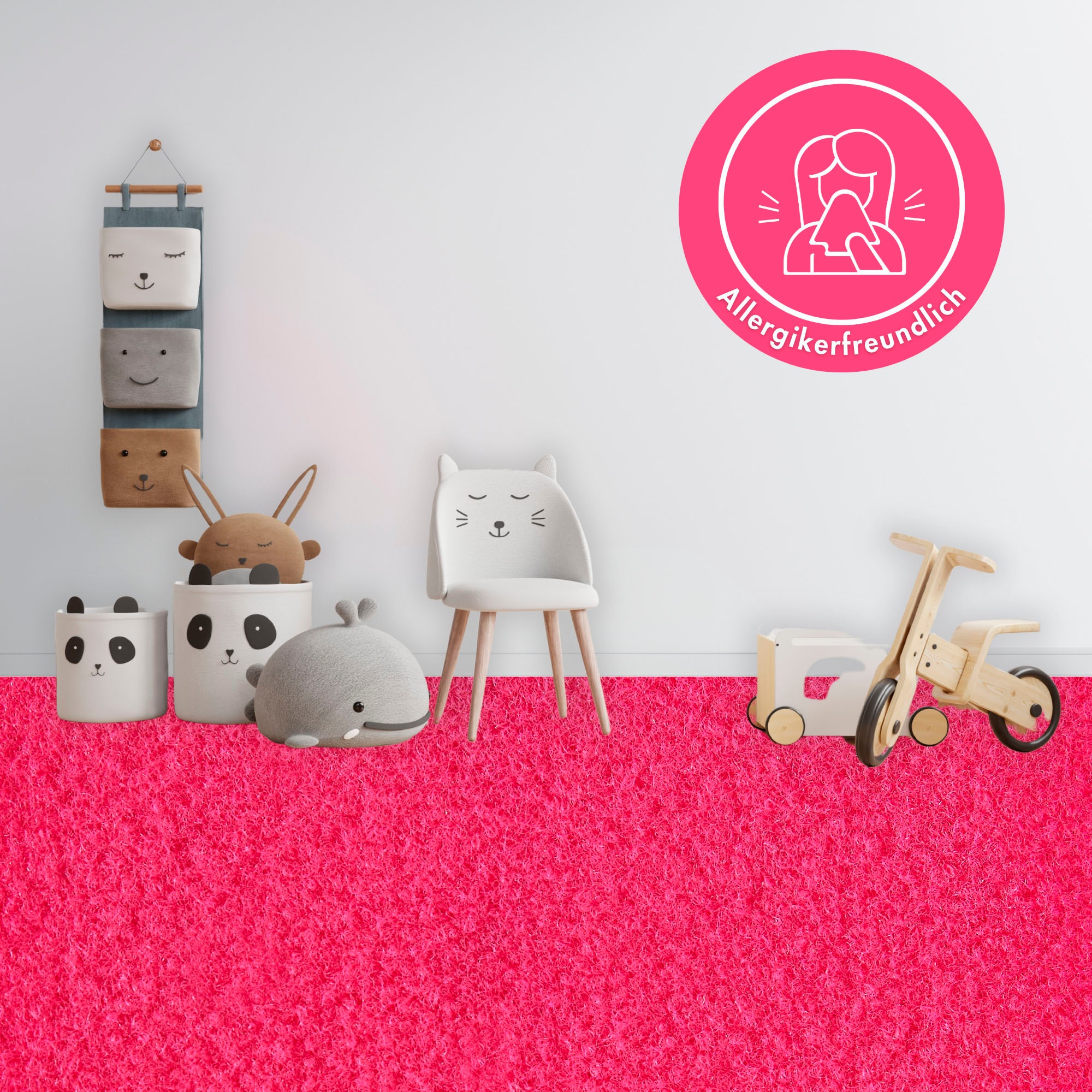 Teppichboden ANDIAMO "Sina, Velours, Gesamthöhe 6 mm, Made in Belgium", pink, B:400cm L:400cm, Kunstfaser, Teppiche, Uni Farben, Breite 400 cm, strapazierfähig, pflegeleicht, Wohnzimmer