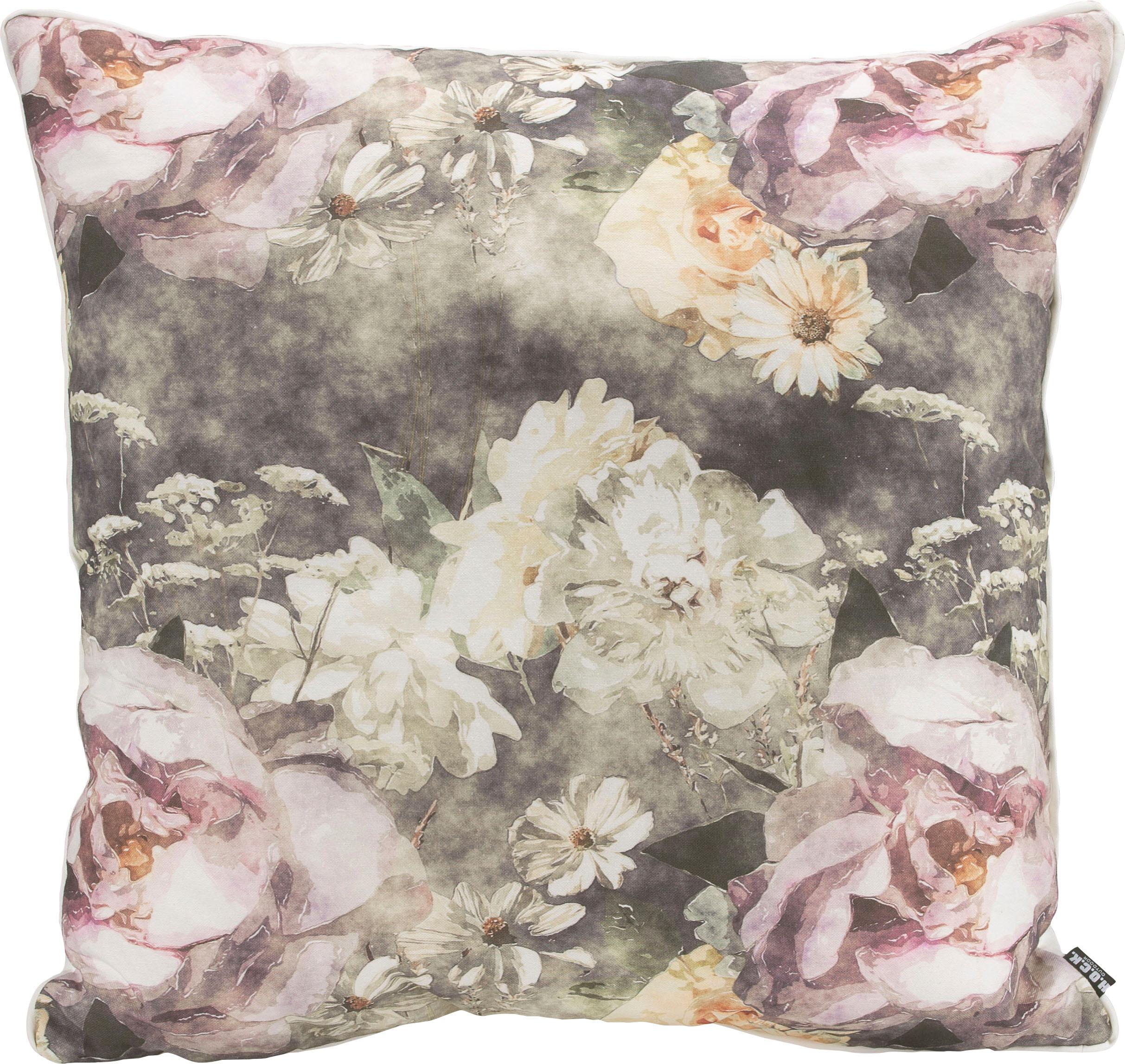 H.O.C.K. Dekokissen "Floral Passio" mit schönen Blumenmotiven, Kissenhülle mit Füllung, 1 Stück