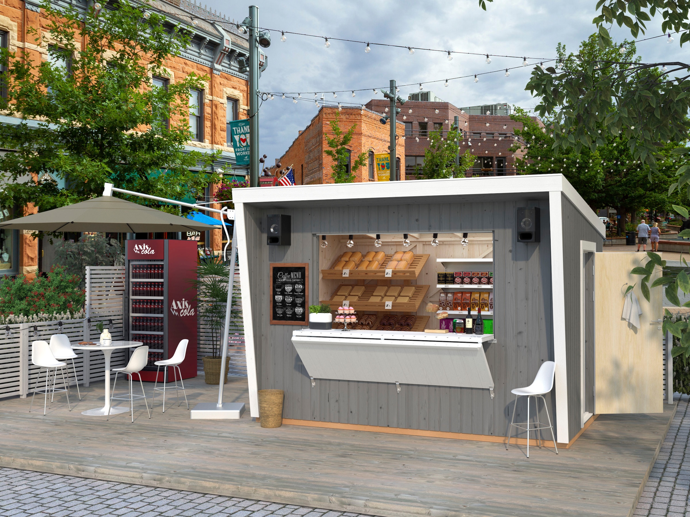 Palmako Gerätehaus »Kiosk Kira 7,7 m²«, BxTxH: 355x233x264 cm, witterungsbeständig