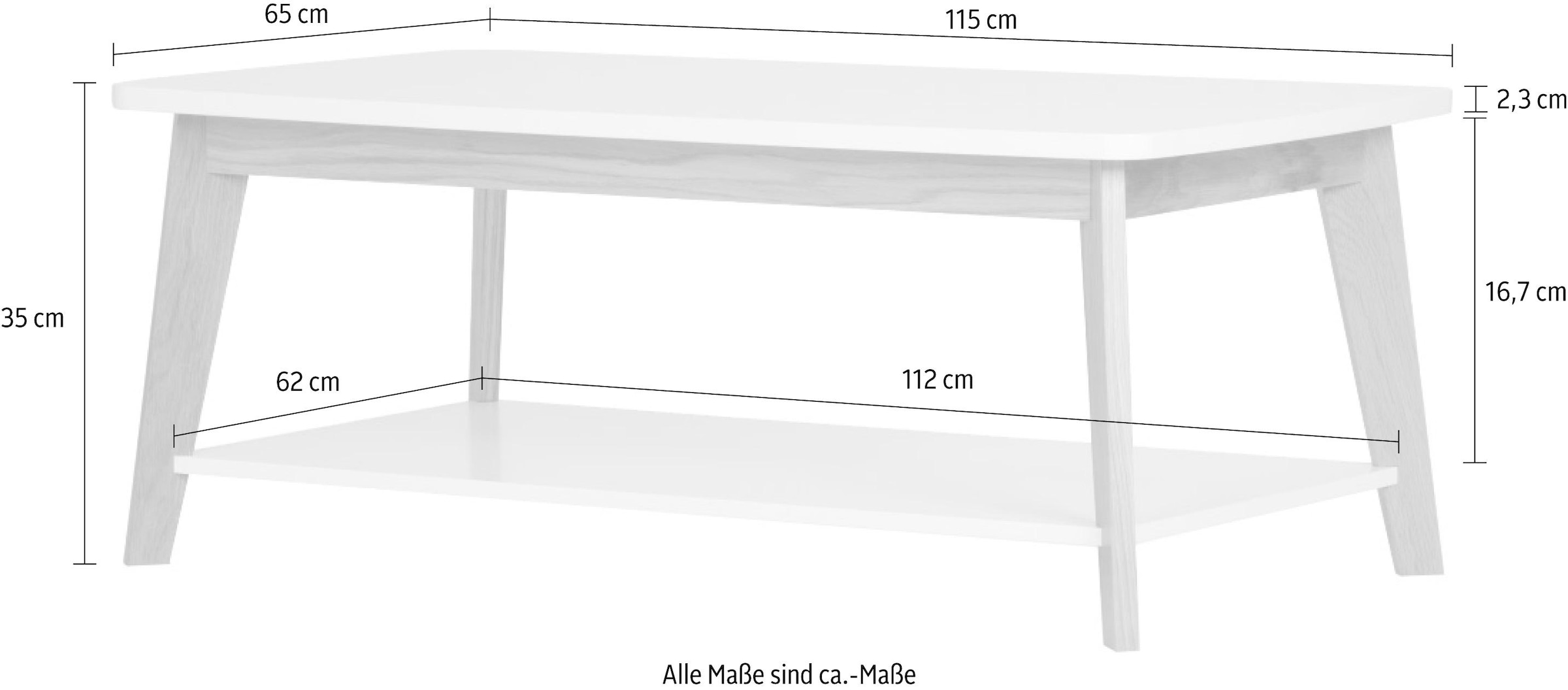 Woodman Couchtisch »Tariko«, Breite 115 cm, Gestell aus massiver Eiche, mit 1 Ablageboden