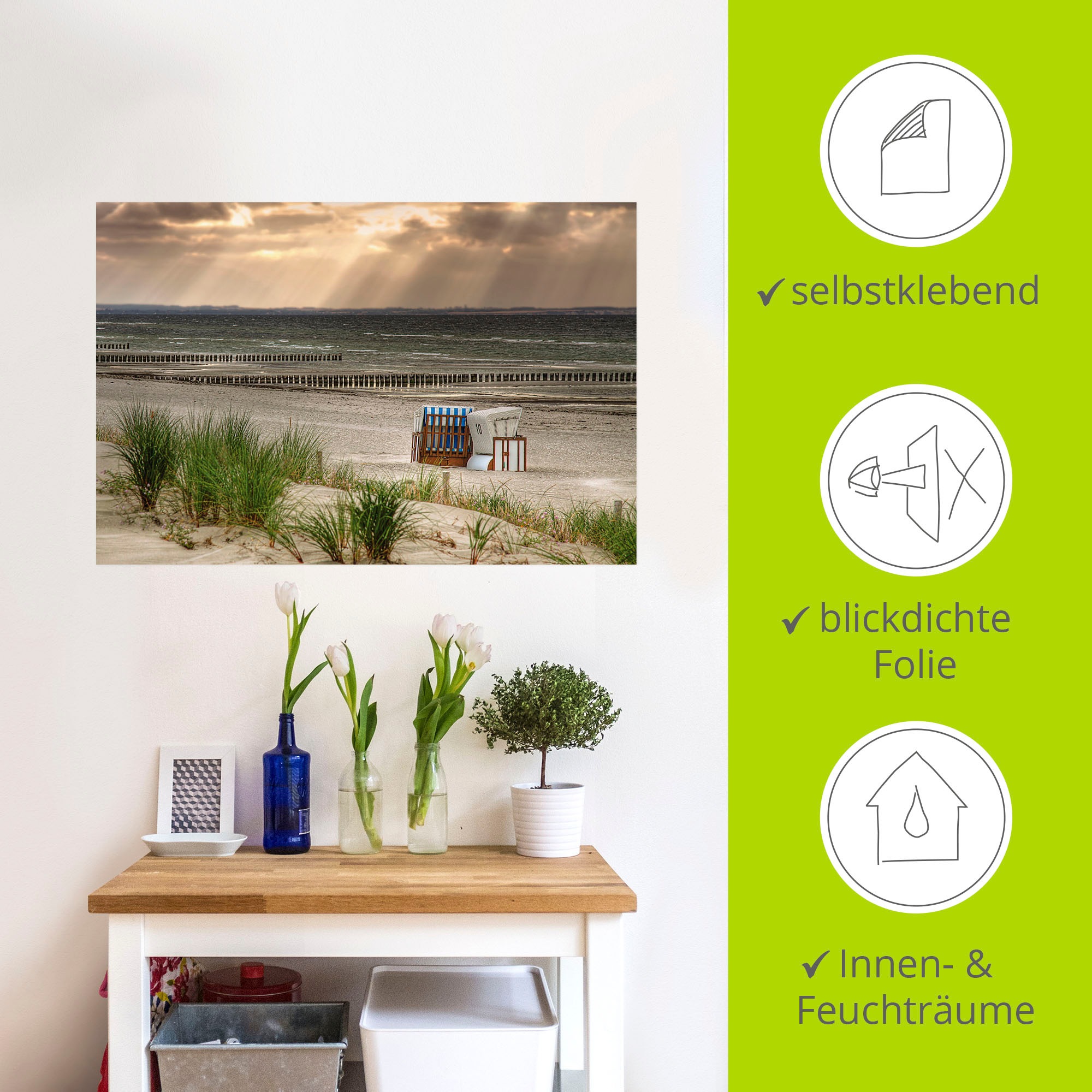 Artland Wandbild »Schwarzer Busch Strand auf Insel Poel«, Strand, (1 St.), als Alubild, Outdoorbild, Leinwandbild, Wandaufkleber, versch. Größen