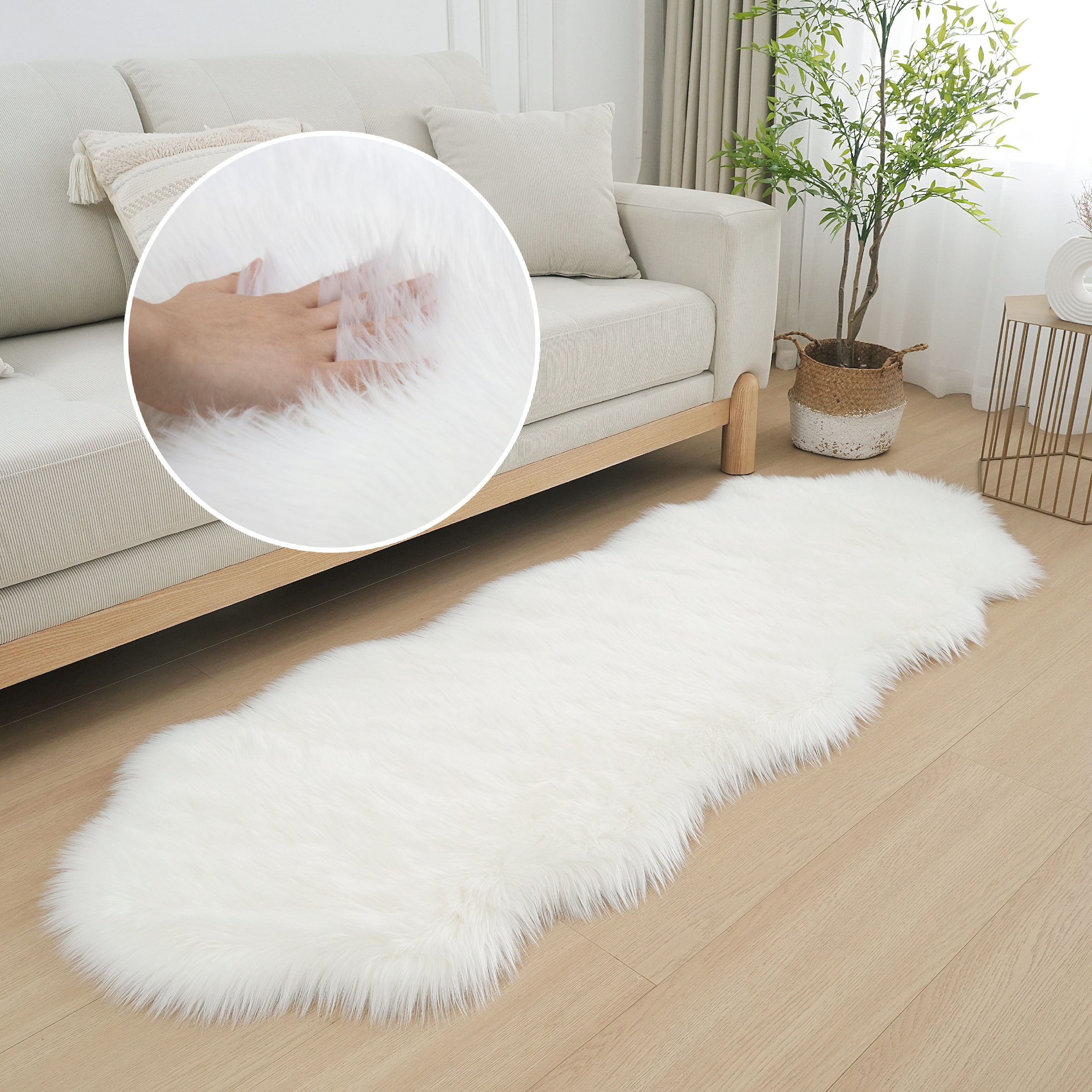 my home Fellteppich "Dena Teppiche, Fellform, waschbar" fellförmig 60 mm Hö günstig online kaufen