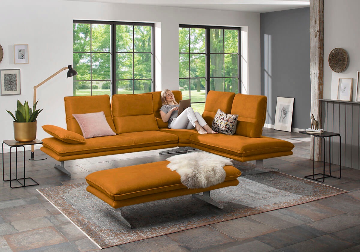 W.SCHILLIG Ecksofa »broadway, Designsofa, mit tollem Sitzkomfort, L-Form«, Sitztiefenverstellung, Kopfteil- & Seitenteilverstellung, Breite 284cm