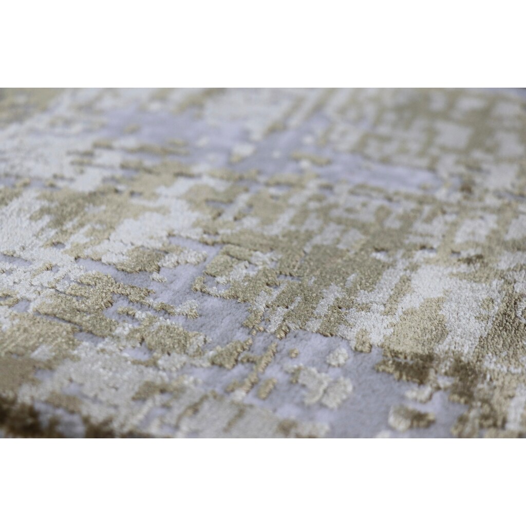 RESITAL The Voice of Carpet Teppich »Couture 100«, rechteckig, 8 mm Höhe, Kurzflor, gewebt, modernes Design, Hoch-Tief-Struktur, leichter Glanz durch Viskose, mit Fransen, Wohnzimmer