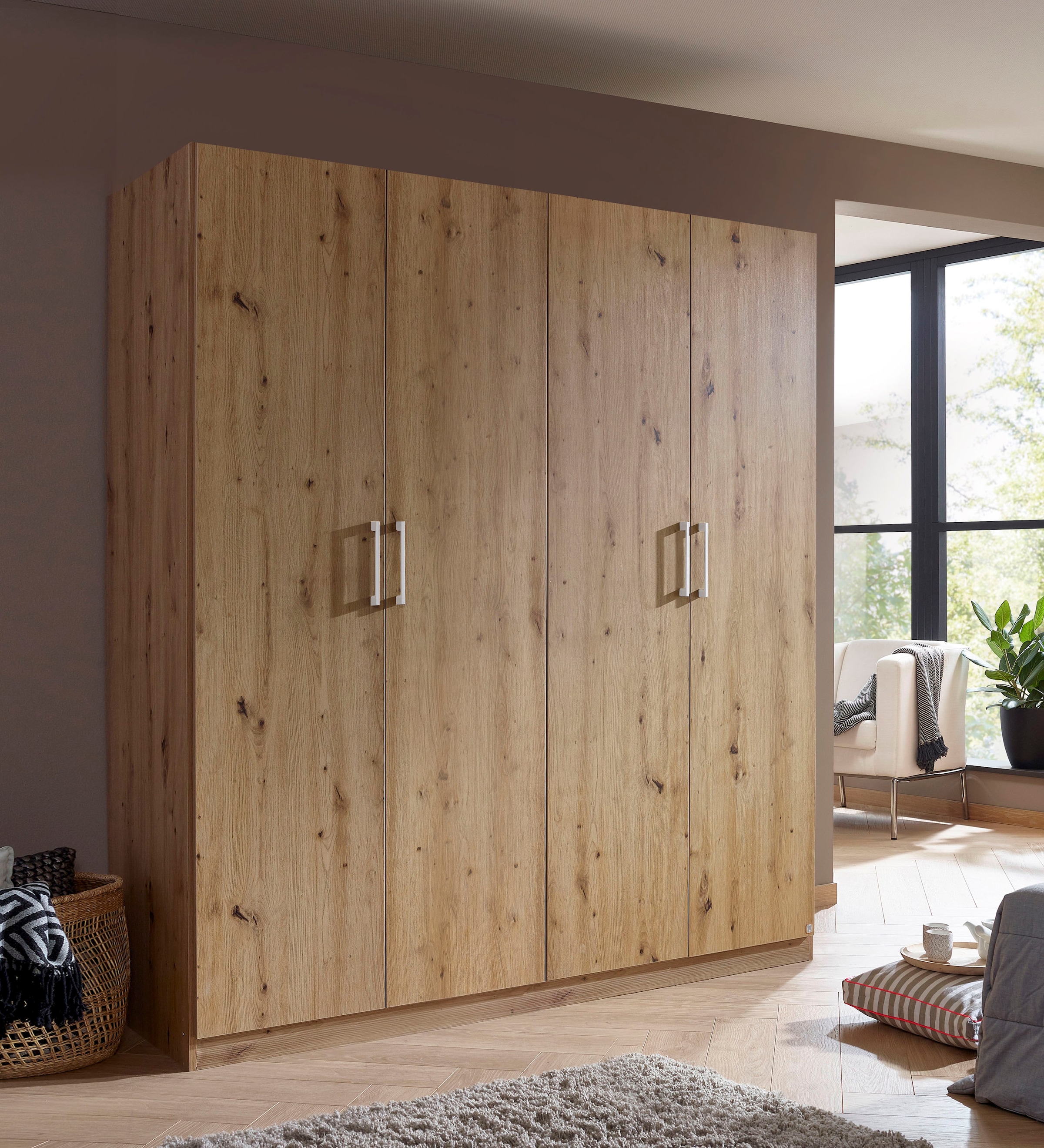 rauch Drehtürenschrank »Kleiderschrank Schrank Garderobe Wäscheschrank COSMO«, mit zusätzlichen Einlegeböden, Metallgriffe in Weiß MADE IN GERMANY