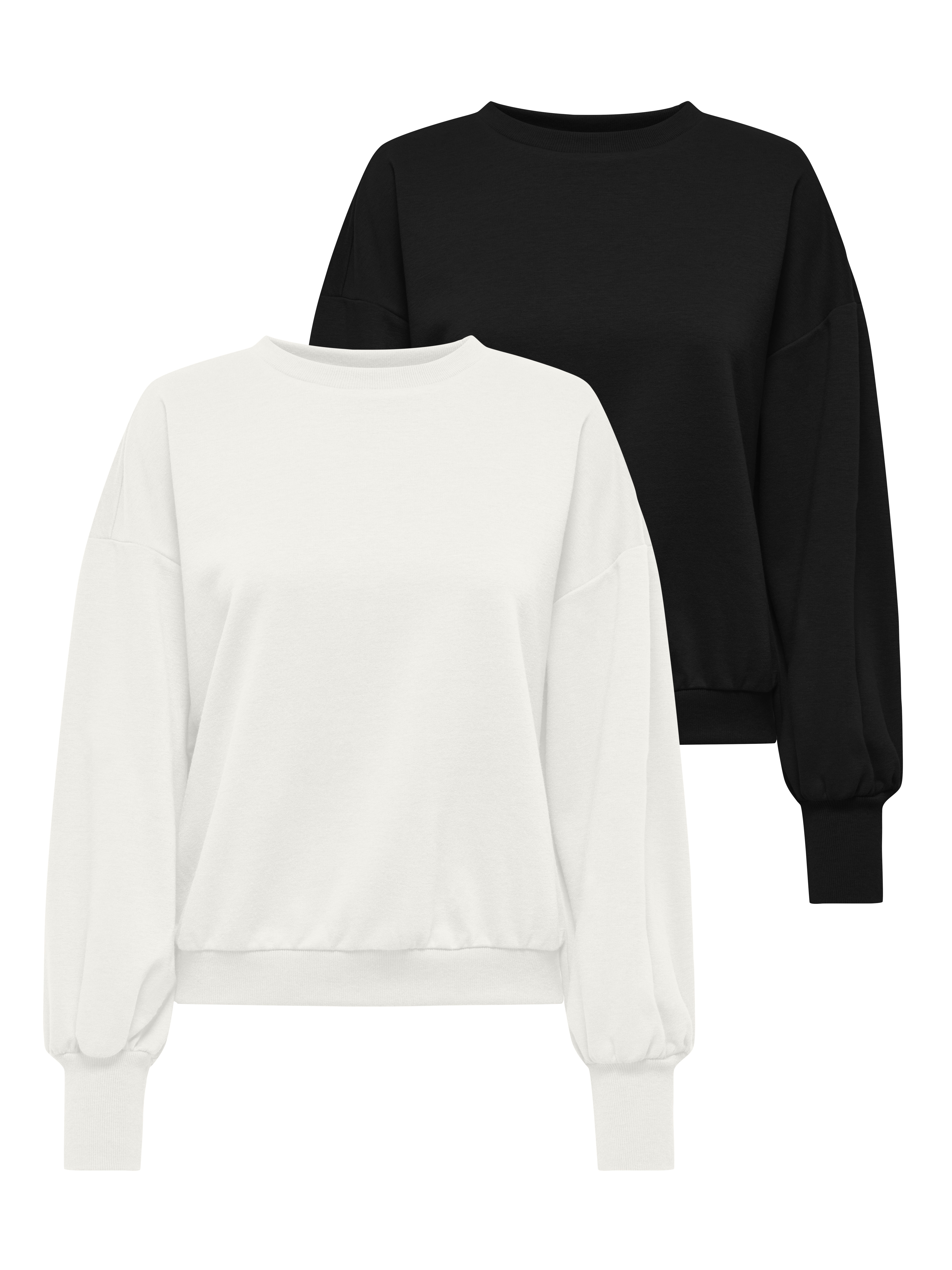 ONLY Sweatshirt "ONLBROOKE L/S O-NECK SOLID 2 PACK SWT", 2 Baumwollmischung, regular fit