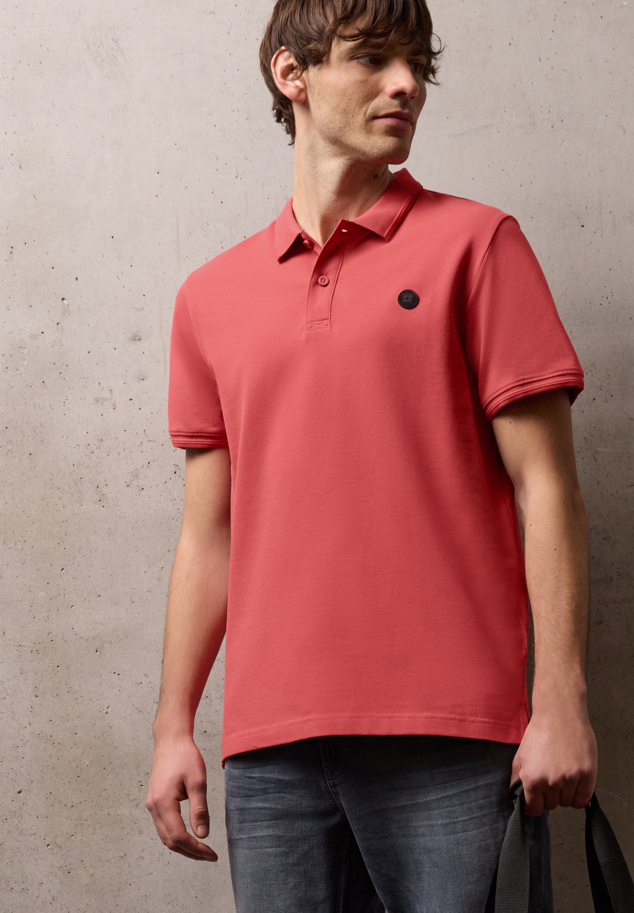 STREET ONE MEN Poloshirt aus Baumwolle mit Stretchante