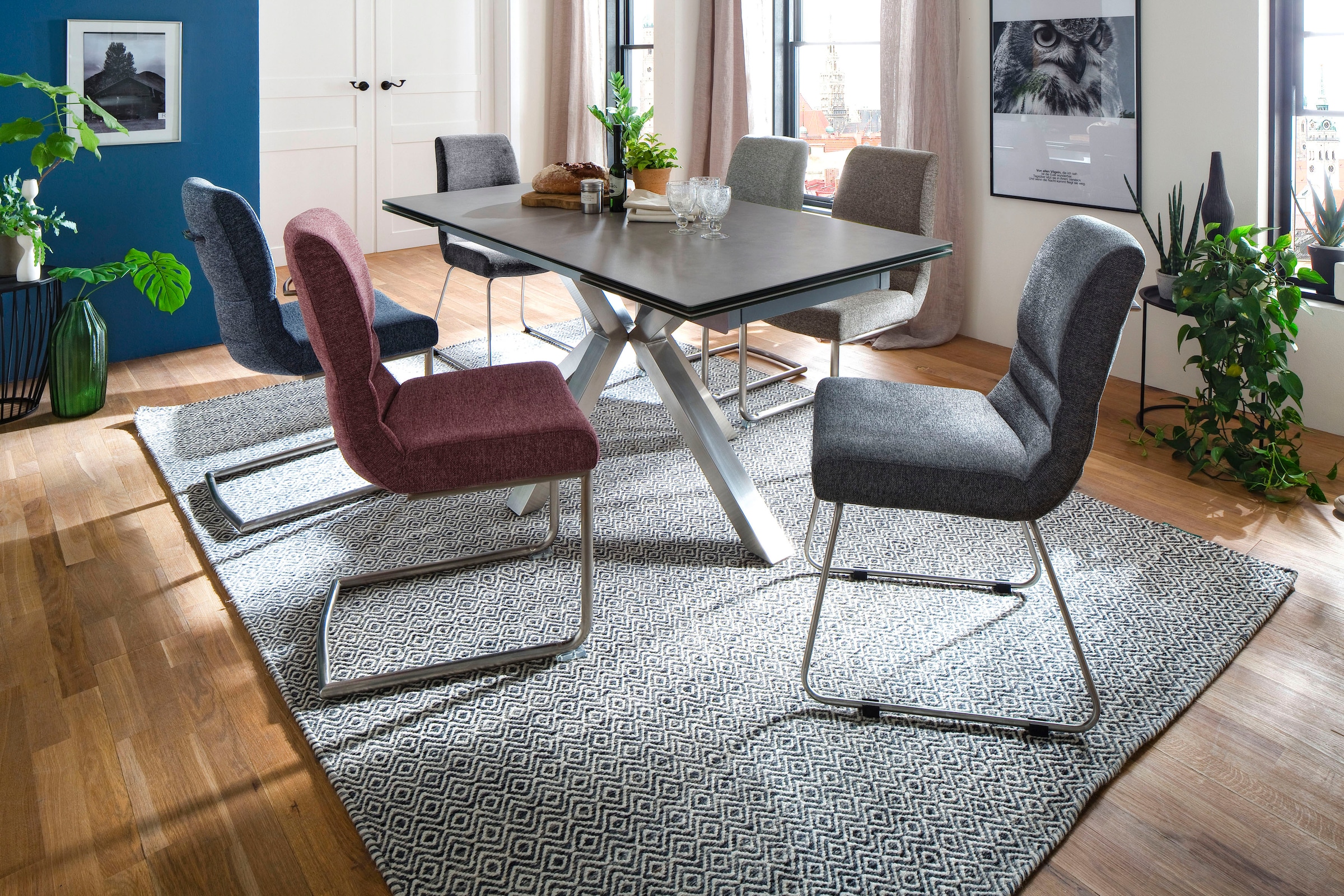 MCA furniture Esstisch »Nagano«, Esstisch Glas-Keramik mit Stirnauszug