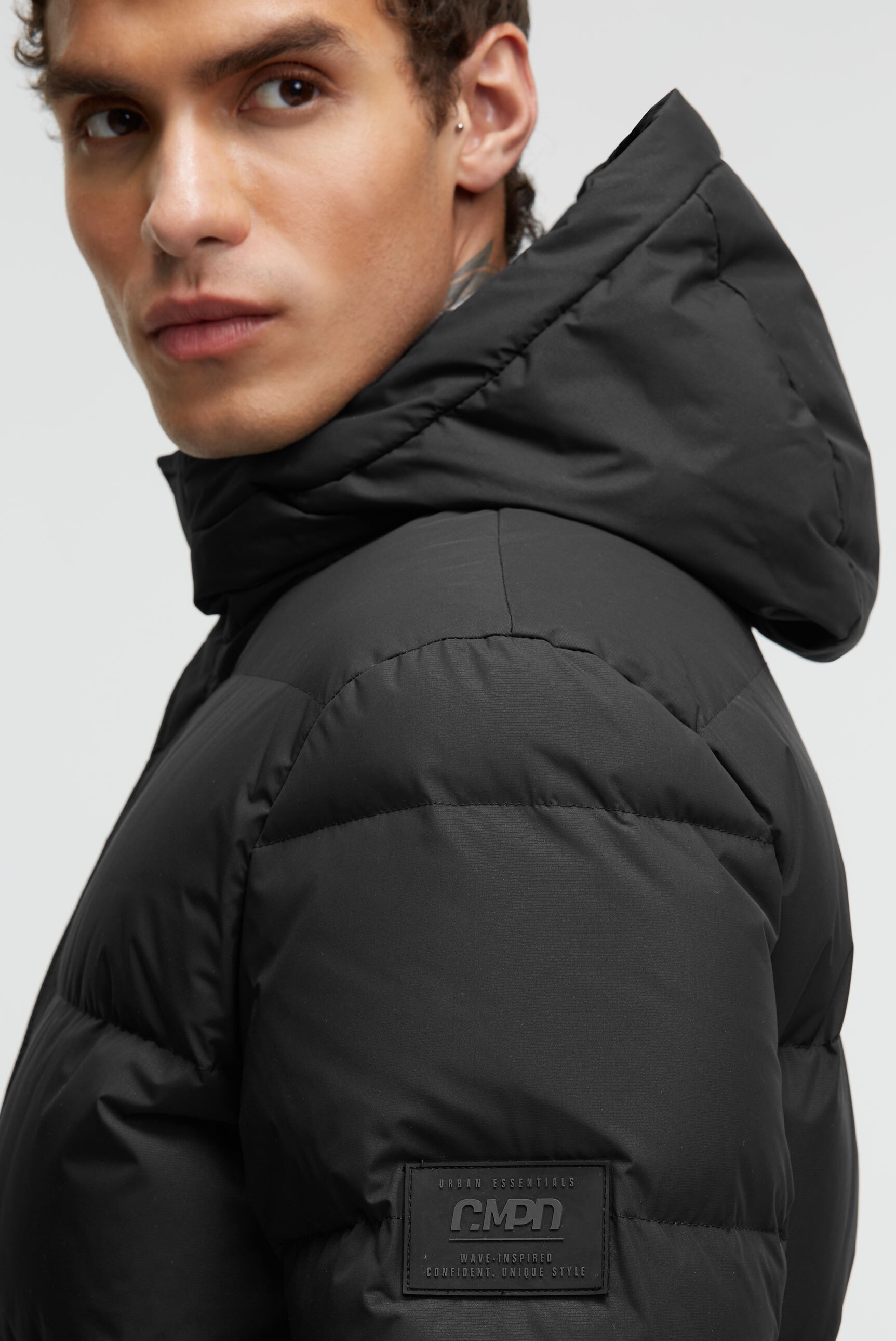 CMPD Langjacke mit Kapuze mit hochgeschnittener Kapuze