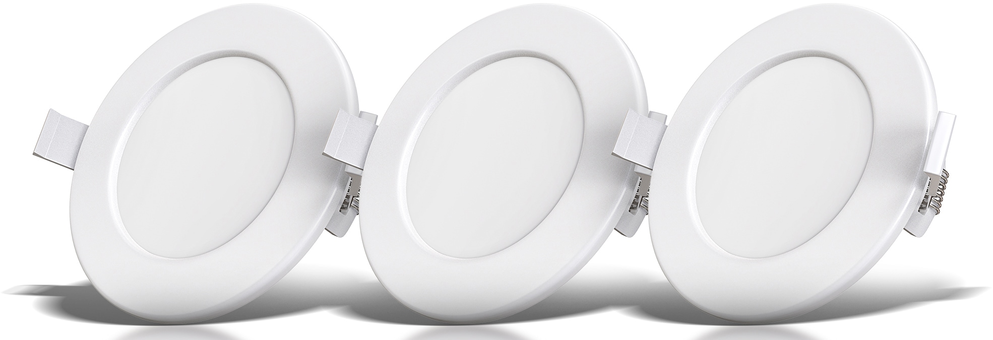 B.K.LICHT LED Einbauleuchte "3er Set Bad Einbaustrahler, IP44 geschützt, flache Einbauspots", Ø 11,5cm H: 3cm, weiß, Leuchten, 3.000K, 450Lm, 6W,