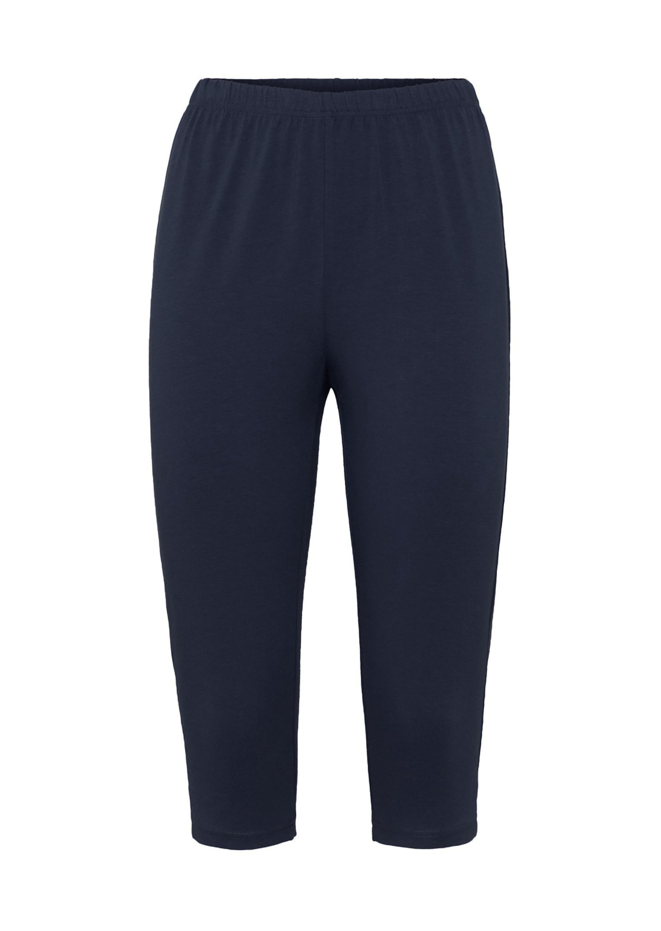 Leggings GOLDNER "Kurzgröße Bequeme Capri-Leggings", Damen, Gr. 20, K-Gr, blau (marine), Obermaterial: 95% Baumwolle CO. 5% Elasthan EL., Hosen Leggings