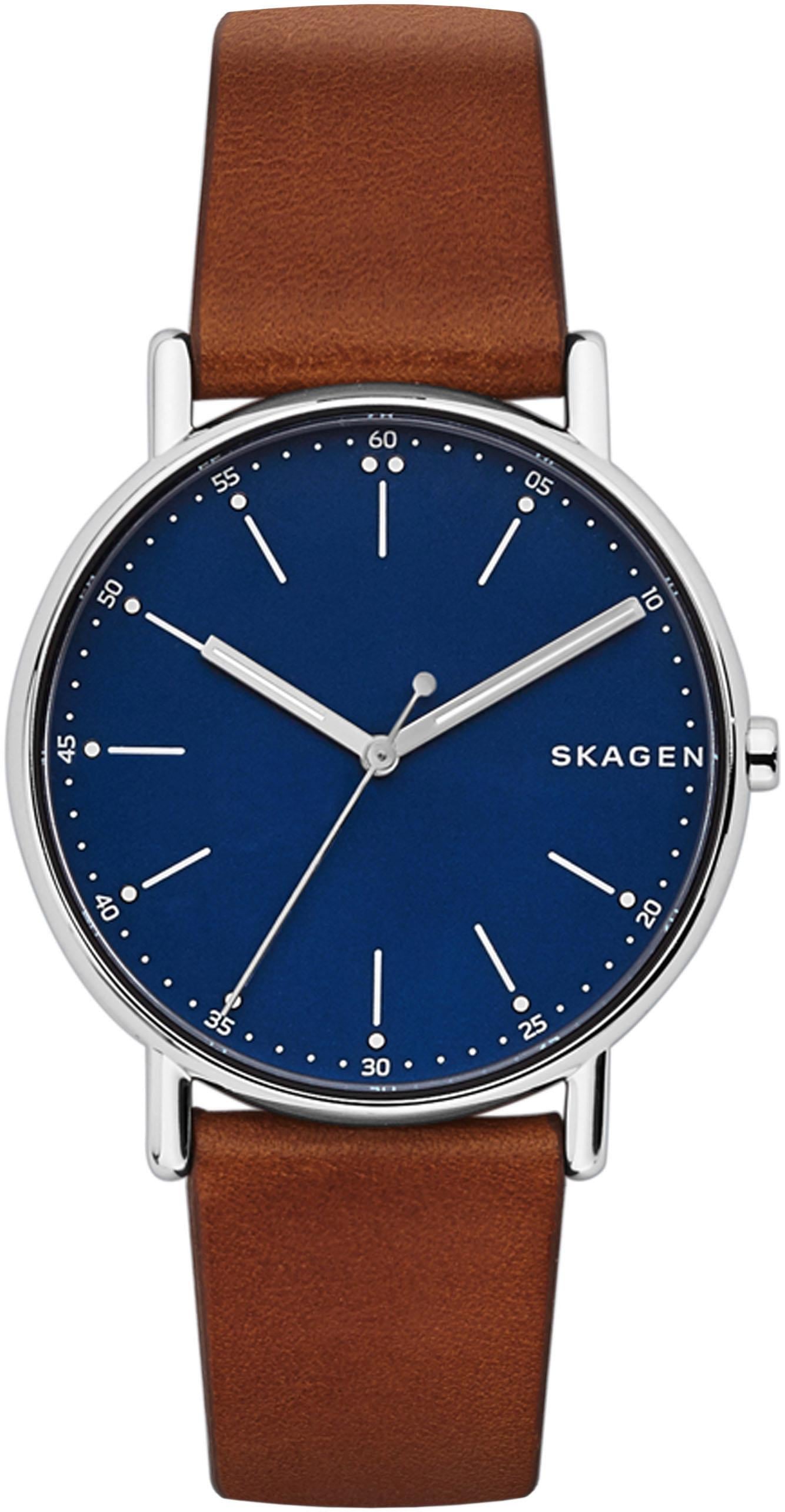 Skagen Quarzuhr »SIGNATUR, SKW6355«, Armbanduhr, Herrenuhr, Mineralglas, Leuchtzeiger