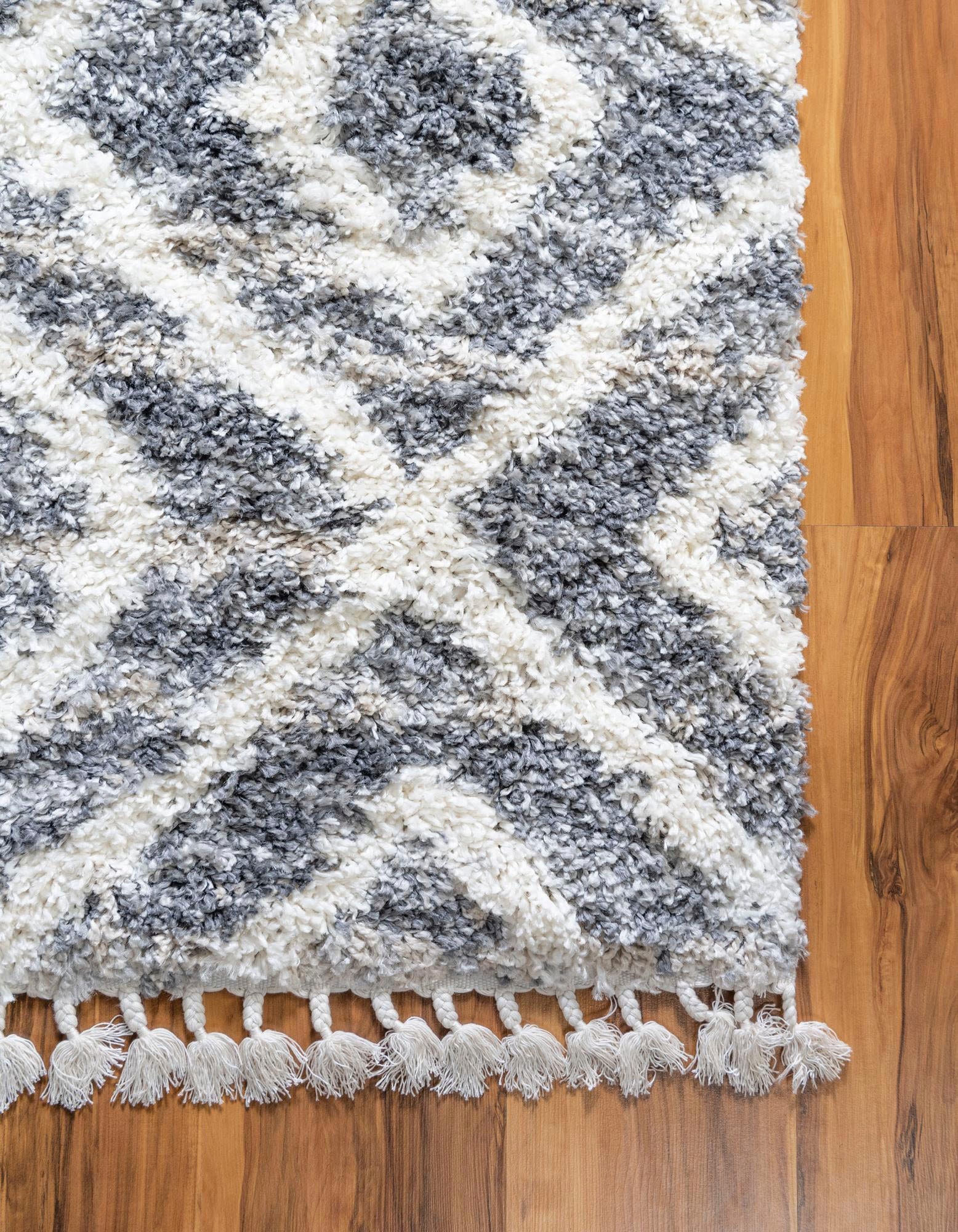 Myflair Möbel & Accessoires Hochflor-Teppich »Top Shag Lagerräumung«, rechteckig, 32 mm Höhe, gewebt, Rauten Design, melierte Optik, weich & kuschelig, mit Fransen