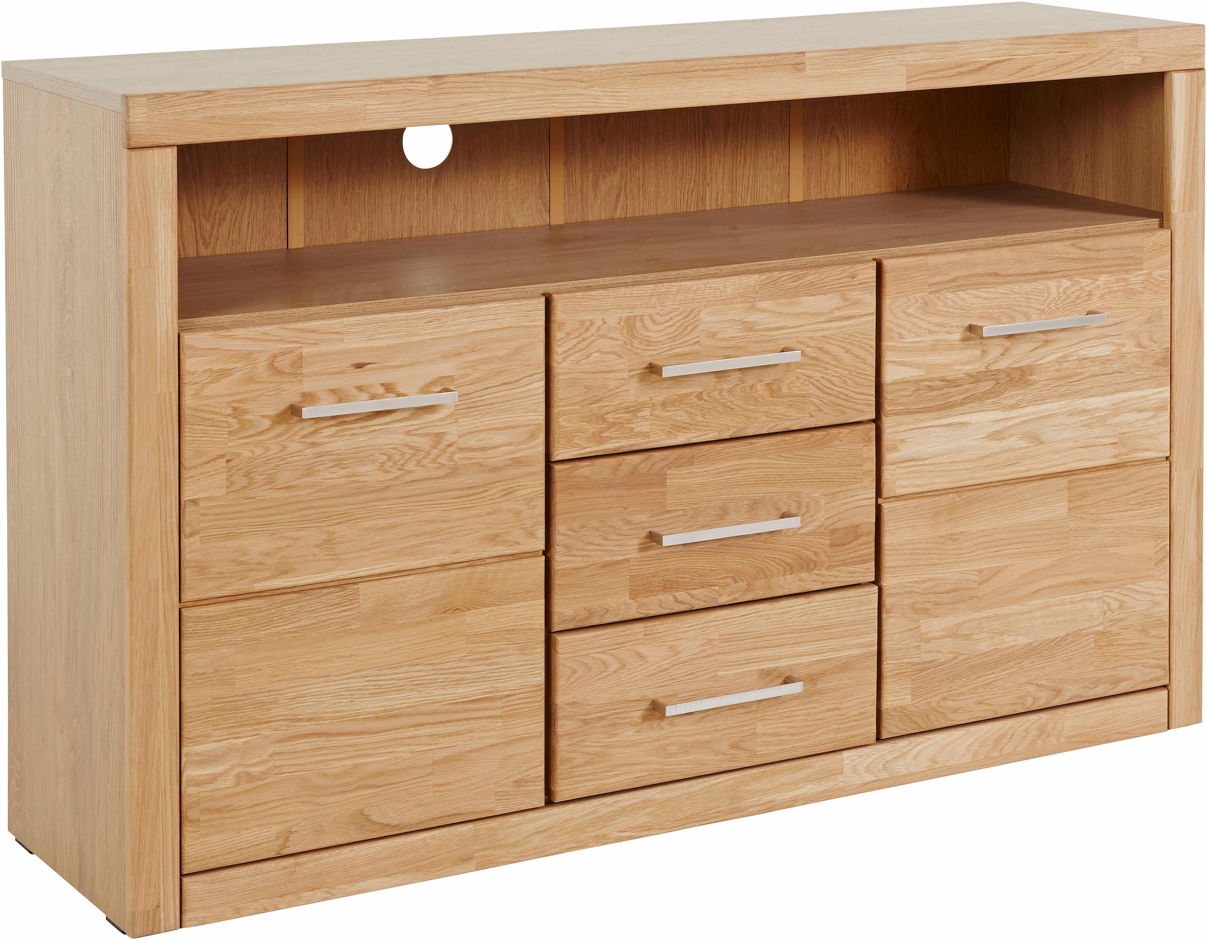 Home affaire Sideboard "Ribe,130cm breit, Fronten Massivholz,5 Fächer", Hol günstig online kaufen
