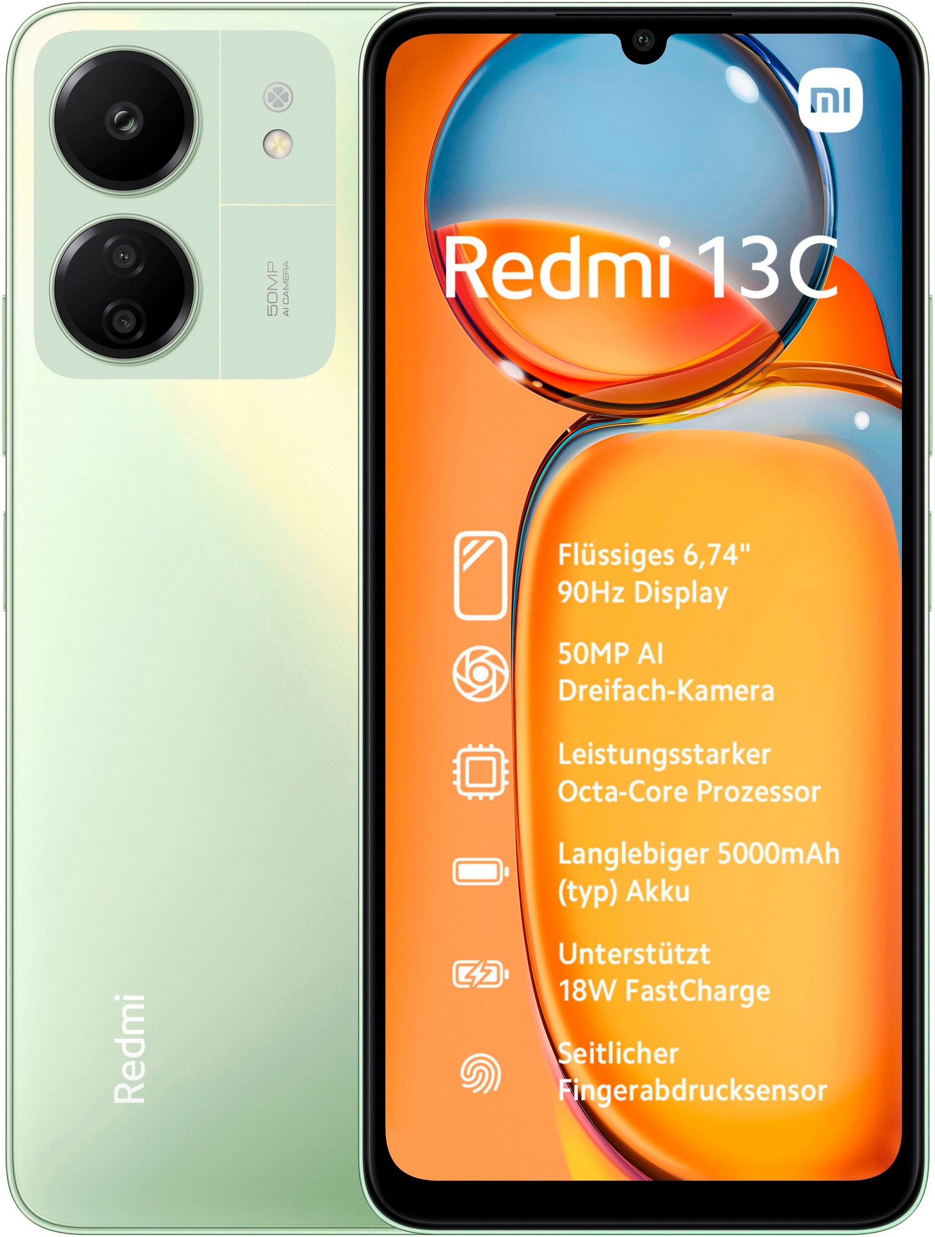 Smartphone »Redmi 13C 128GB«, clover green, 17,1 cm/6,74 Zoll, 128 GB Speicherplatz,...