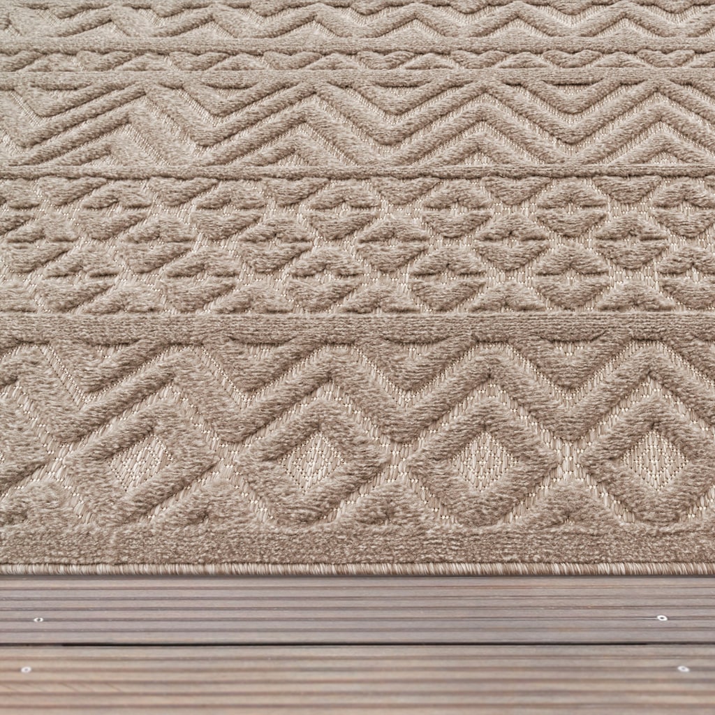 Paco Home Teppich »Livorno 673«, rechteckig, Uni-Farben, Scandi, Rauten Muster, Hoch-Tief Effekt, Outdoor geeignet
