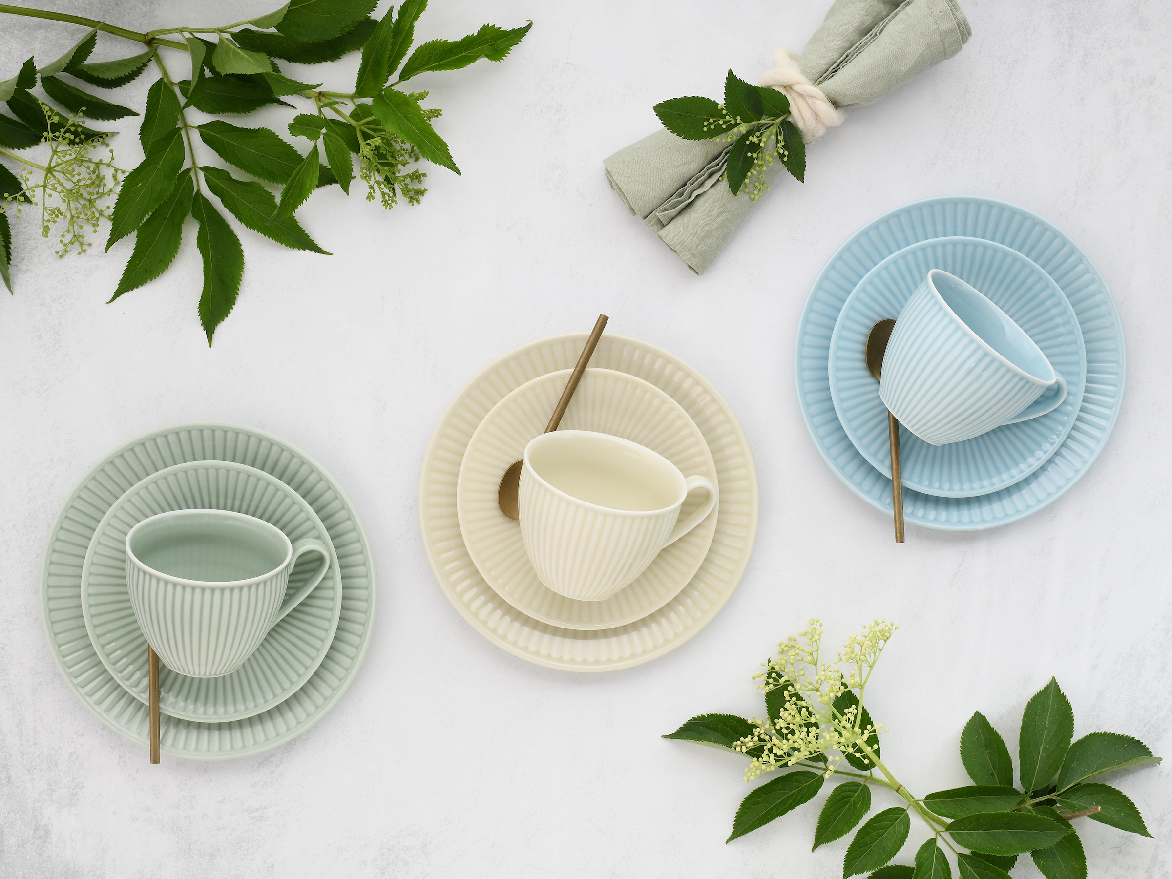 CreaTable Kaffeeservice »Valencia Pastell, Kaffee-Service 18-tlg«, (Set, 18 tlg.), Elegant, Boho Chic