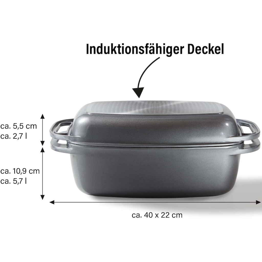 STONELINE Bräter, Aluminiumguss, (1 tlg.), mit Alugussdeckel, Induktion