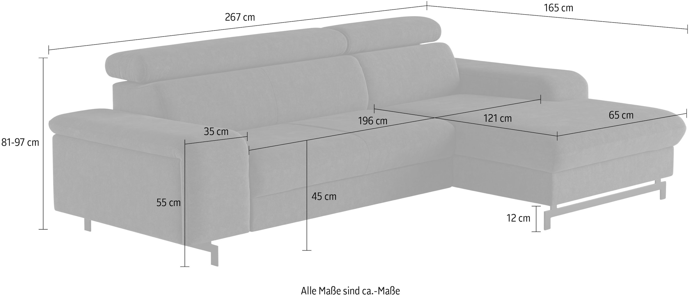 COTTA Ecksofa »Emma L-Form«, mit Kopfteilverstellung, wahlweise mit Bettfunktion & Bettkasten