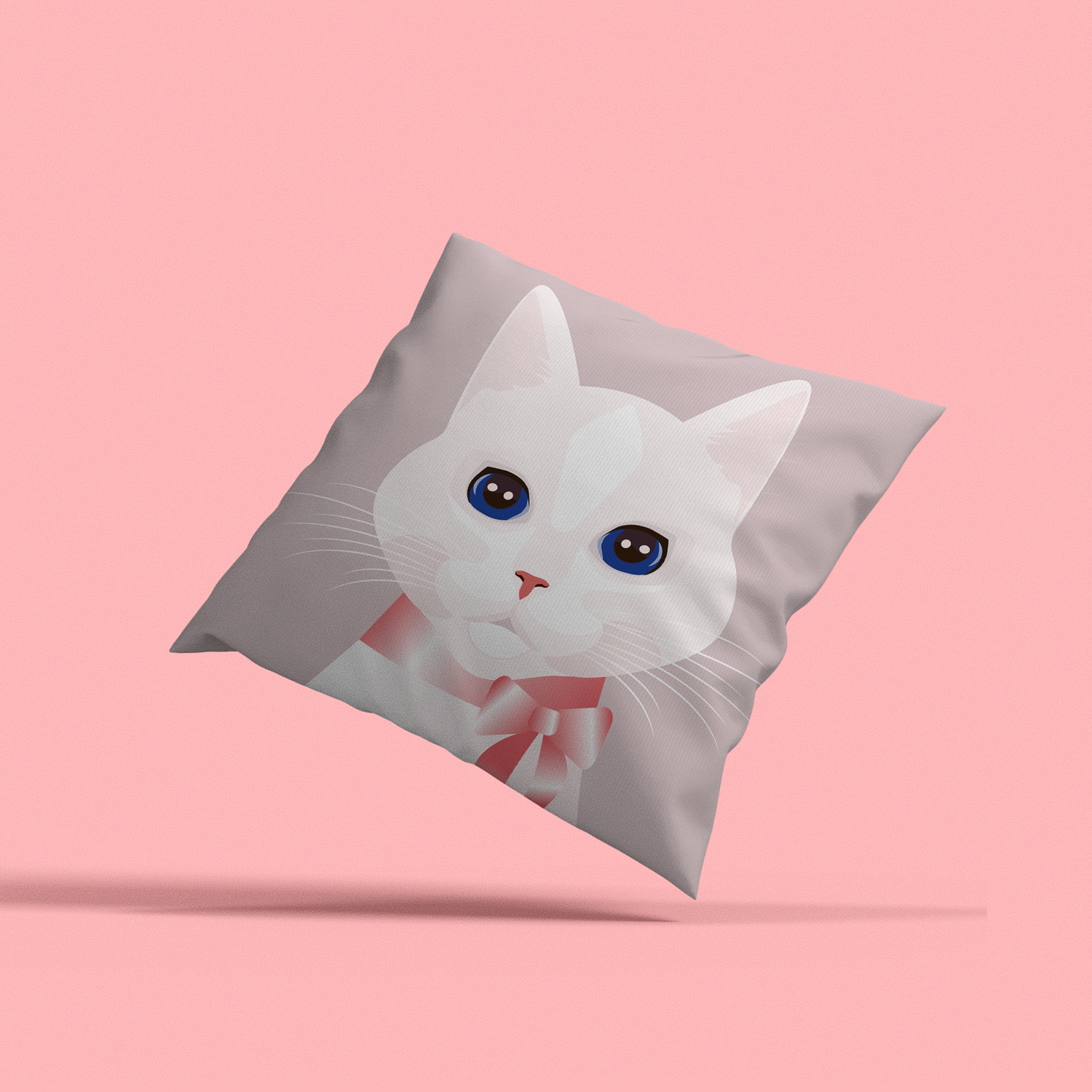 queence Dekokissen »Katze mit Schleife«, Kissenhülle mit HD Premium Druck, geruchsneutral, 40x40cm