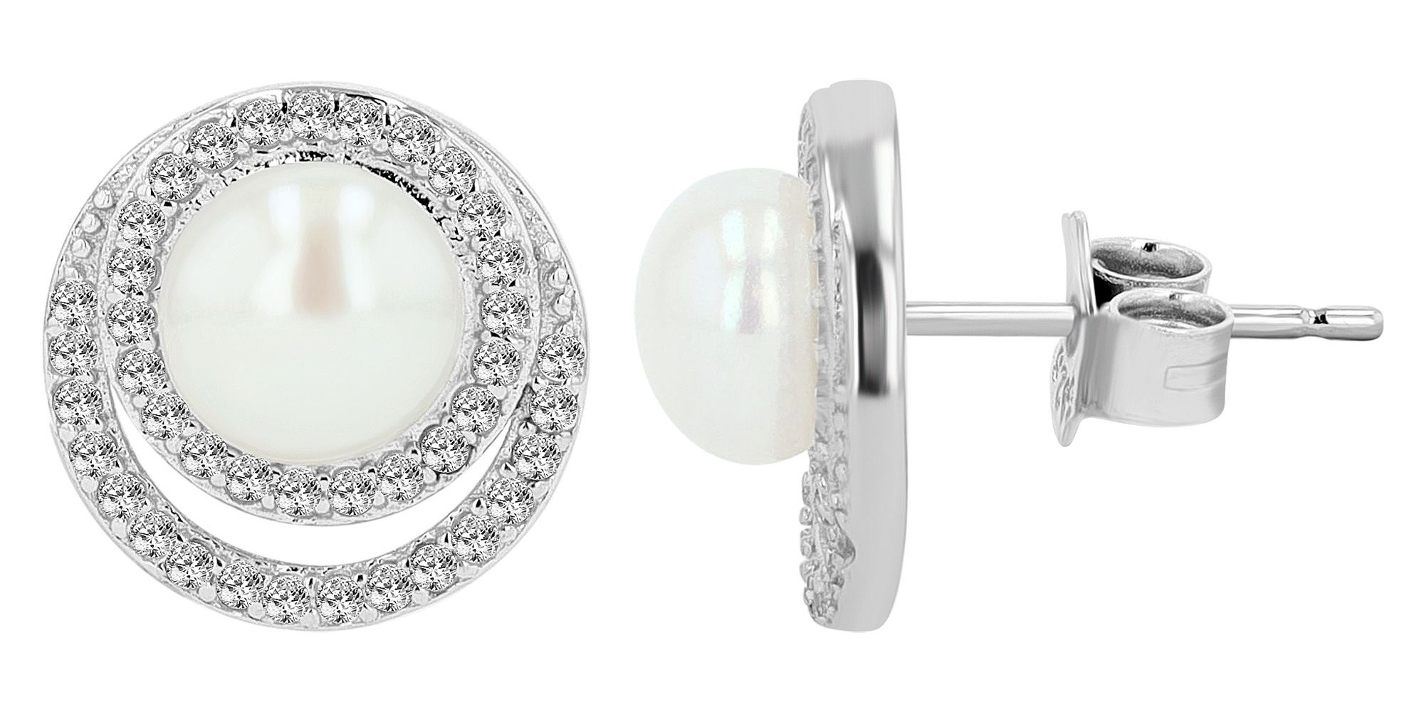 Adelia´s Paar Ohrhänger "Ohrringe – Ohrstecker aus 925 Silber mit Perle" Ideal als Geschenk – dezent und elegant
