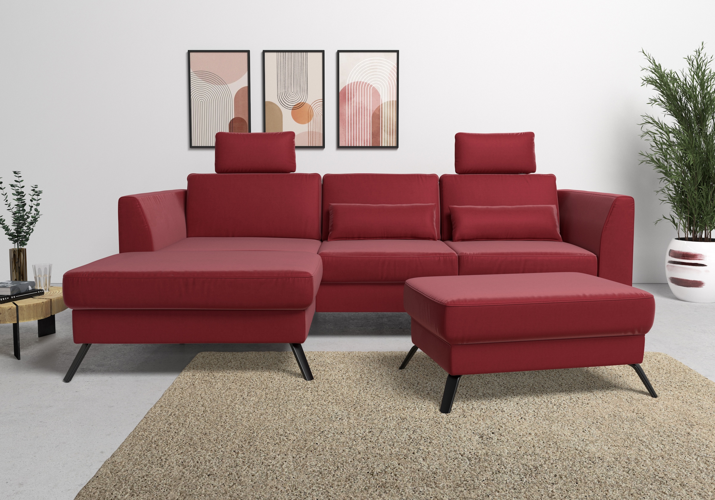 sit&more Ecksofa "Olsen L-Form" inklusive Sitztiefenverstellung, optional Schlaffunktion, 15cm hoch