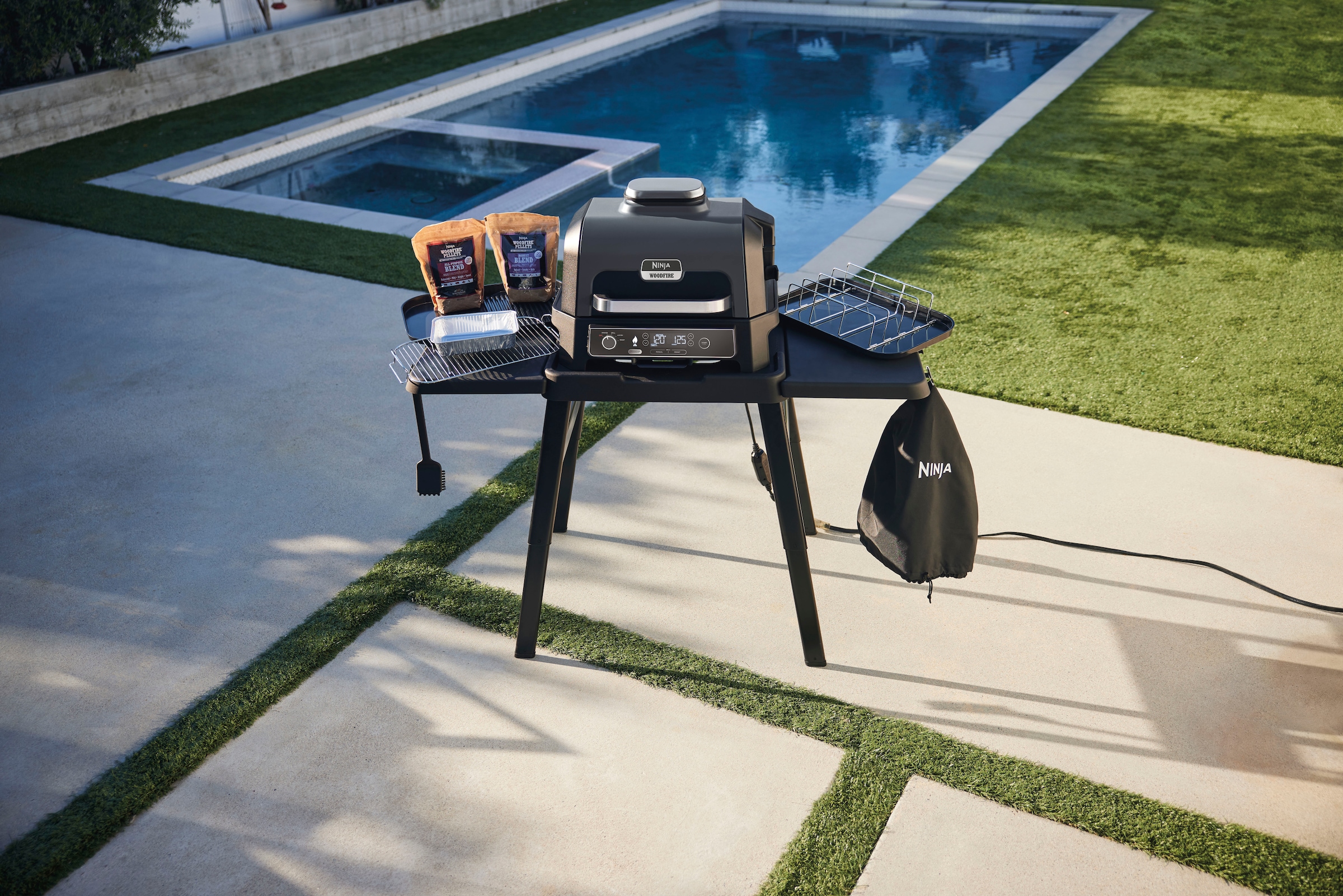 NINJA Elektrogrill »Woodfire OG850EU«, 1700 W, Outdoor Grill, Smoker und Heißluft-Fritteuse