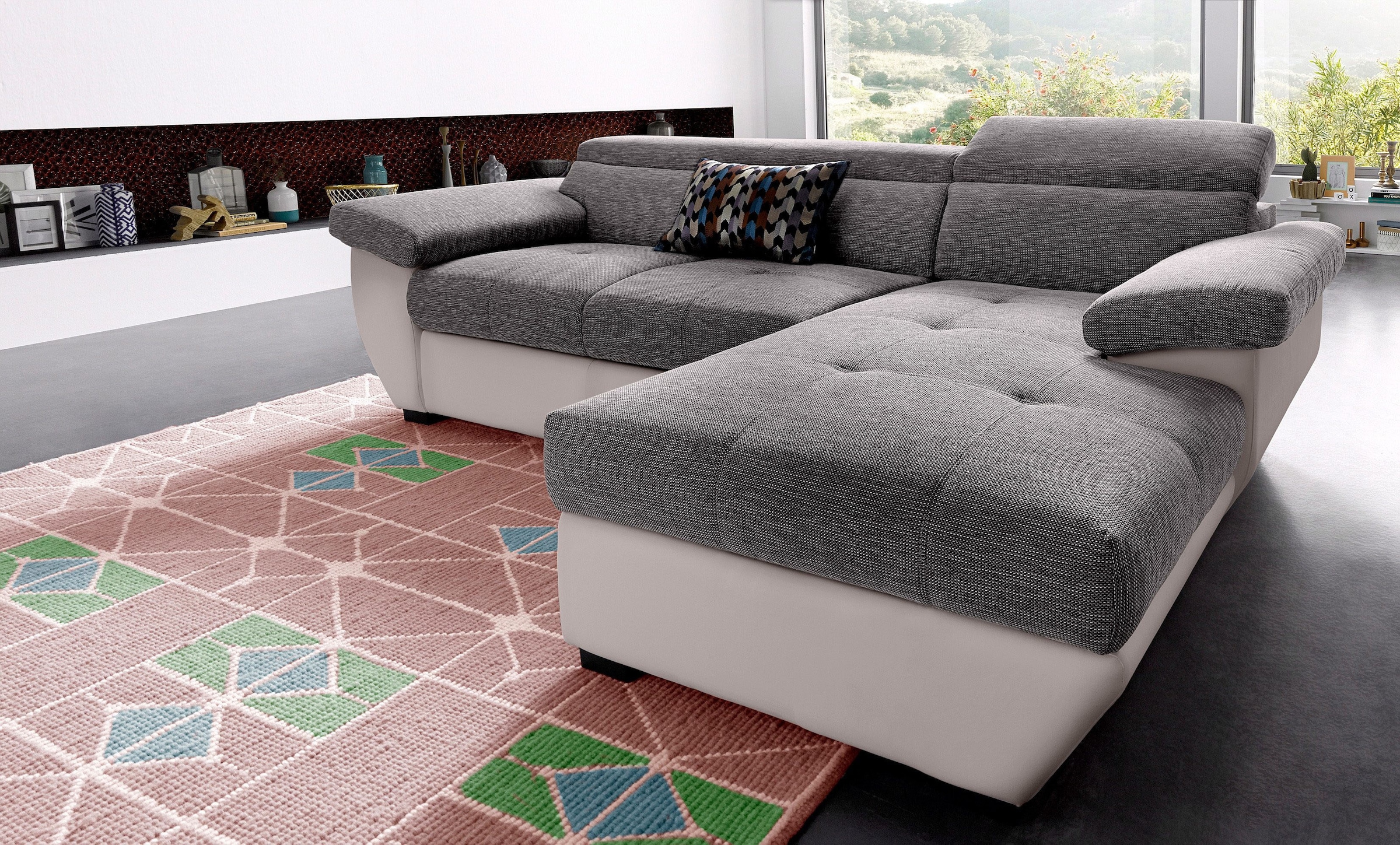 COTTA Ecksofa "Speedway L-Form" mit Kopfteilverstellung, wahlweise mit Schlaffunktion & Bettkasten