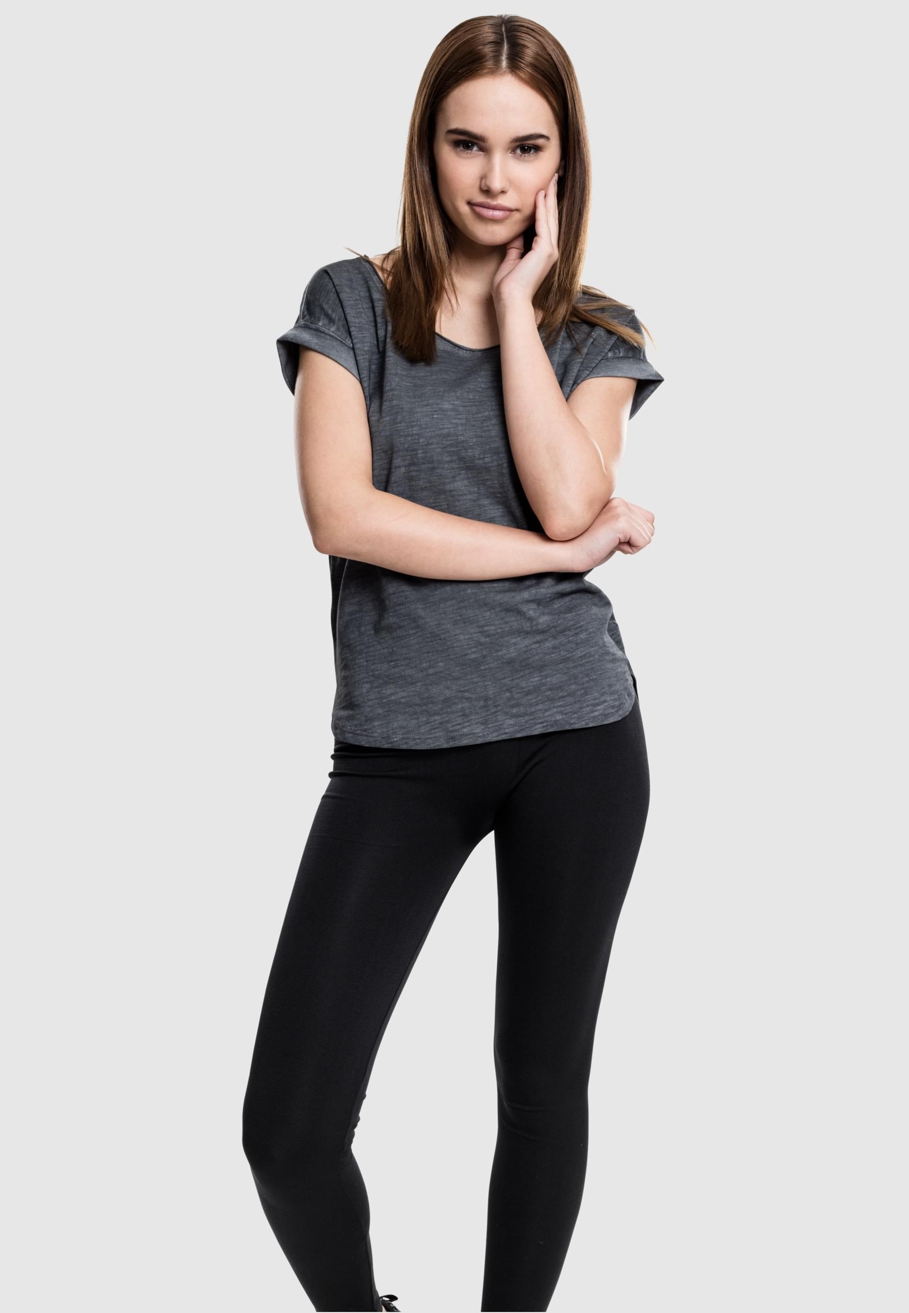 URBAN CLASSICS Kurzarmshirt »Urban Classics Damen Ladies Long Back Shaped Spray Dye Tee«, (1 tlg.)
