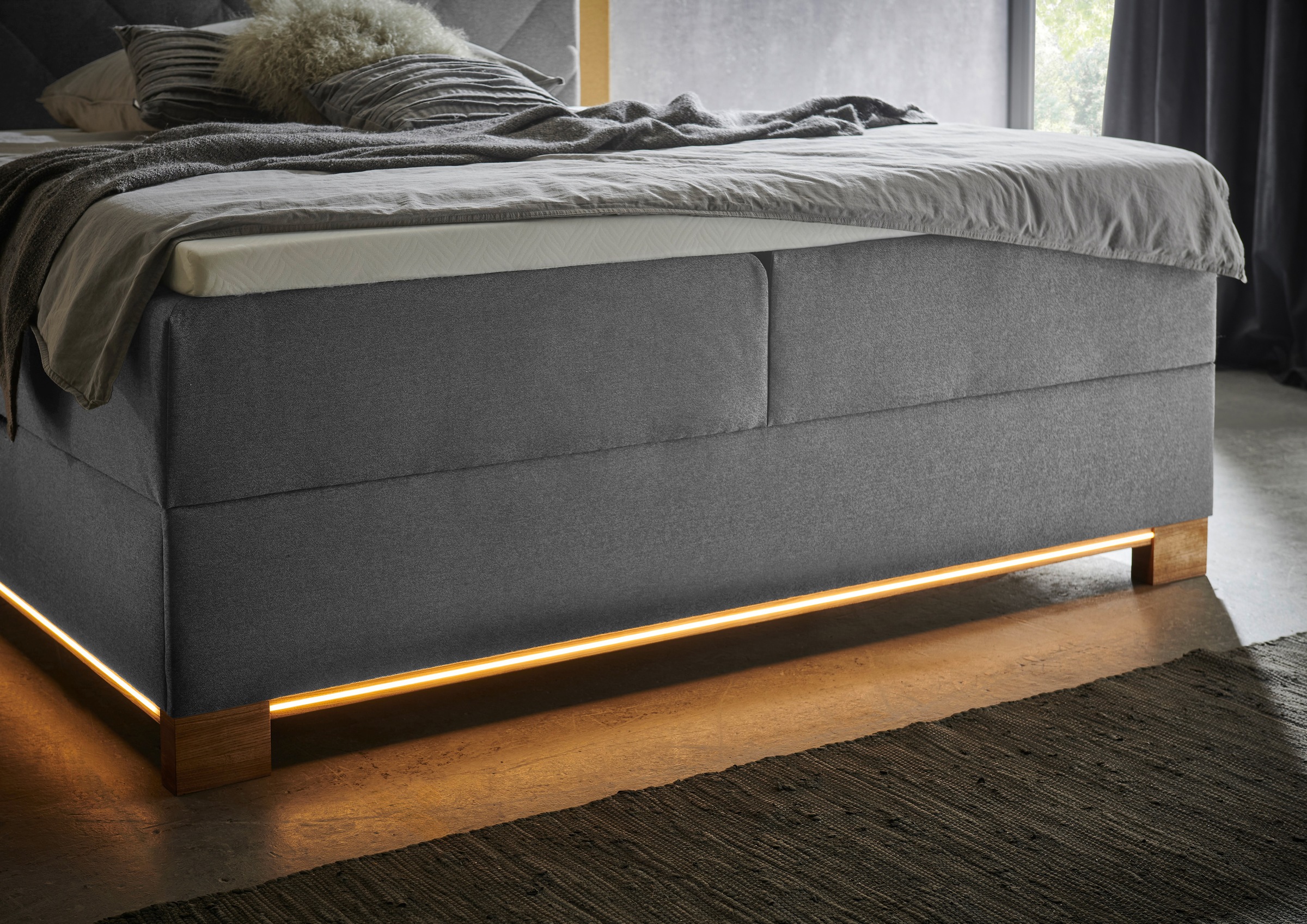 meise.möbel Boxspringbett »Messina«, inkl. Bettkasten, LED-Beleuchtung und Topper