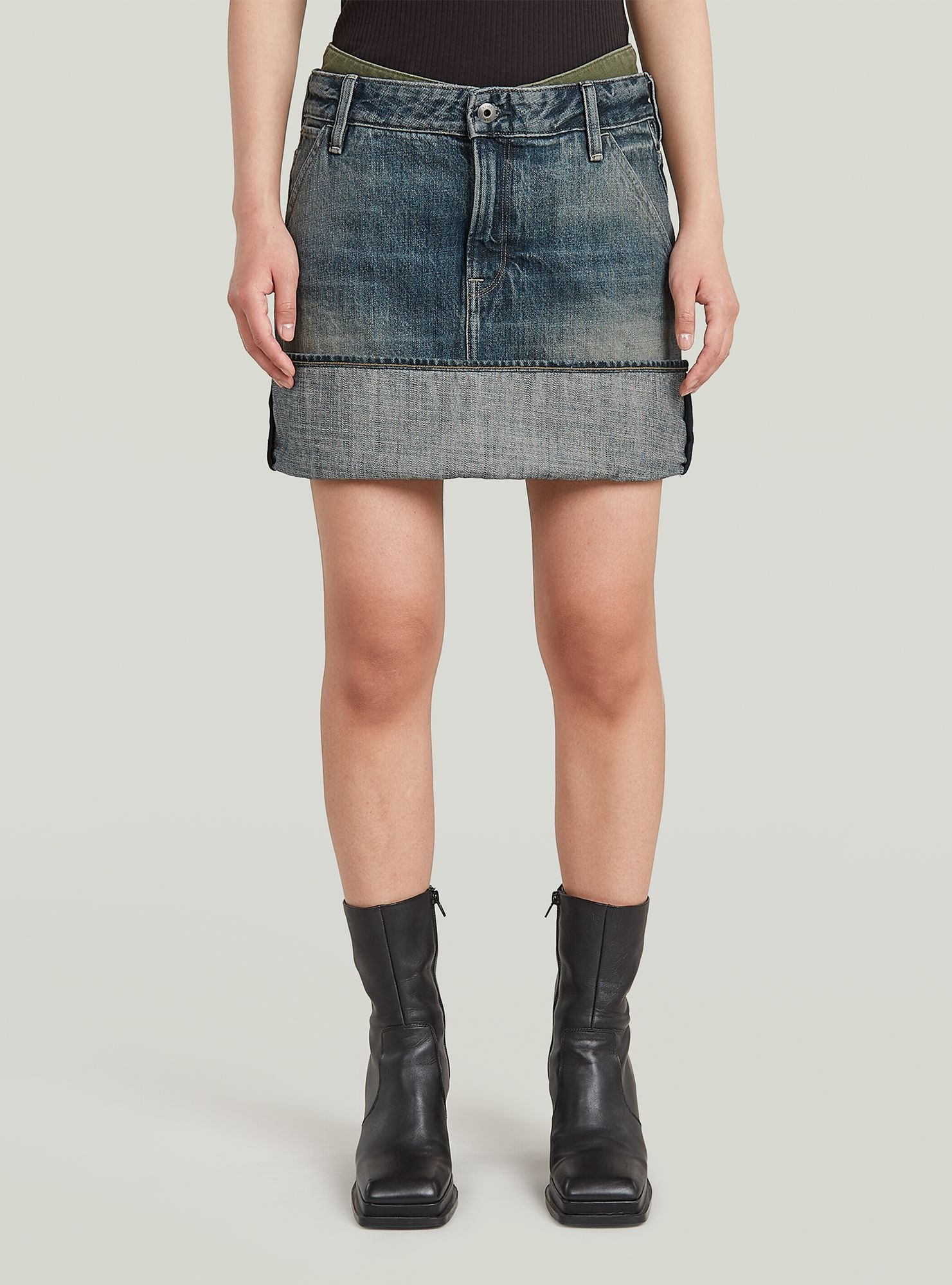 G-STAR Damen Minikleid "Turn-up Panel Minirock", blau, Gr. 30, Obermaterial: 75% Baumwolle, 25% Baumwolle, Kleider