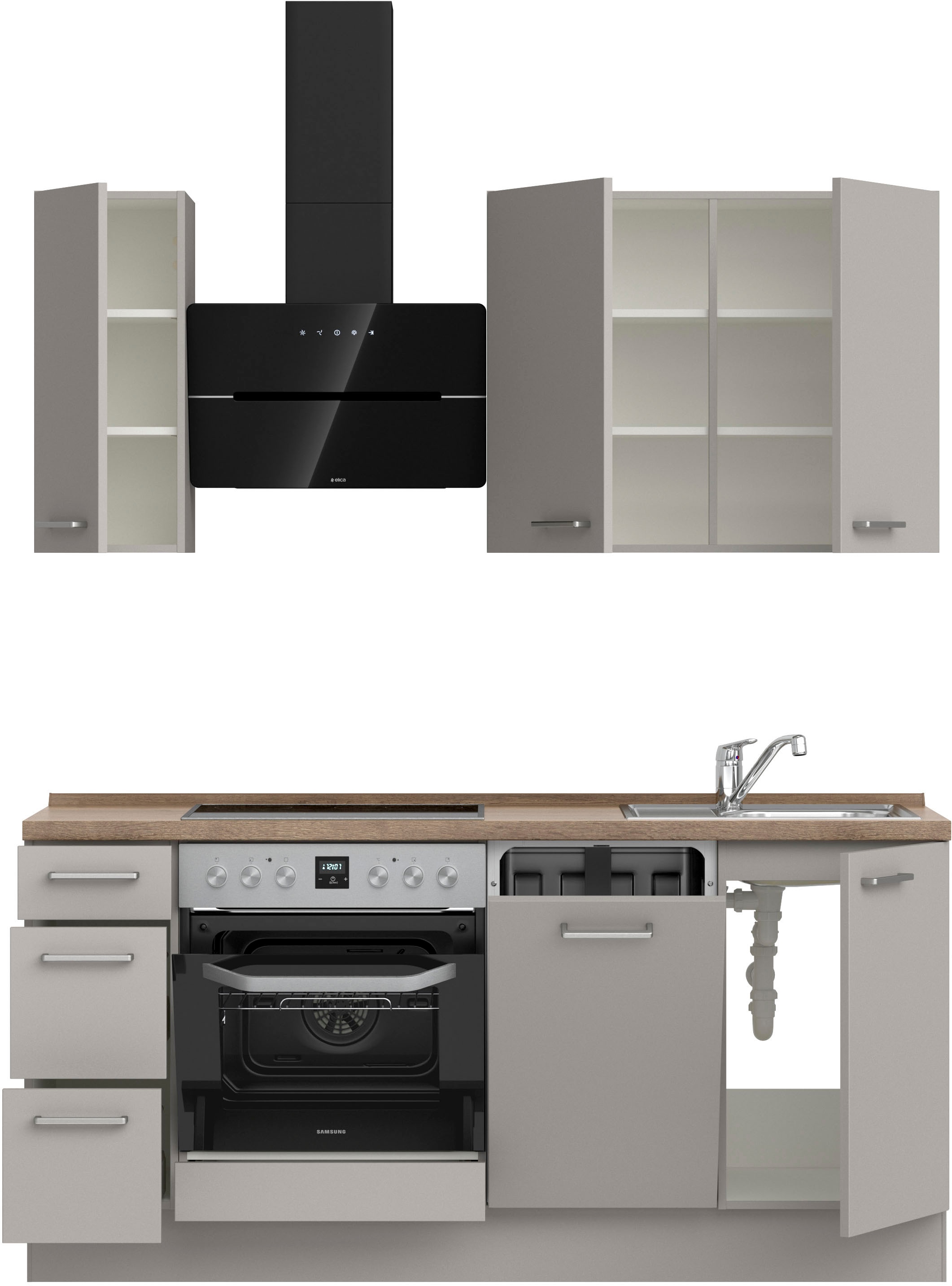 nobilia® Küchenzeile »"Touch II"«, vormontiert, Ausrichtung wählbar, Breite 180 cm, wahlw. mit E-Geräten