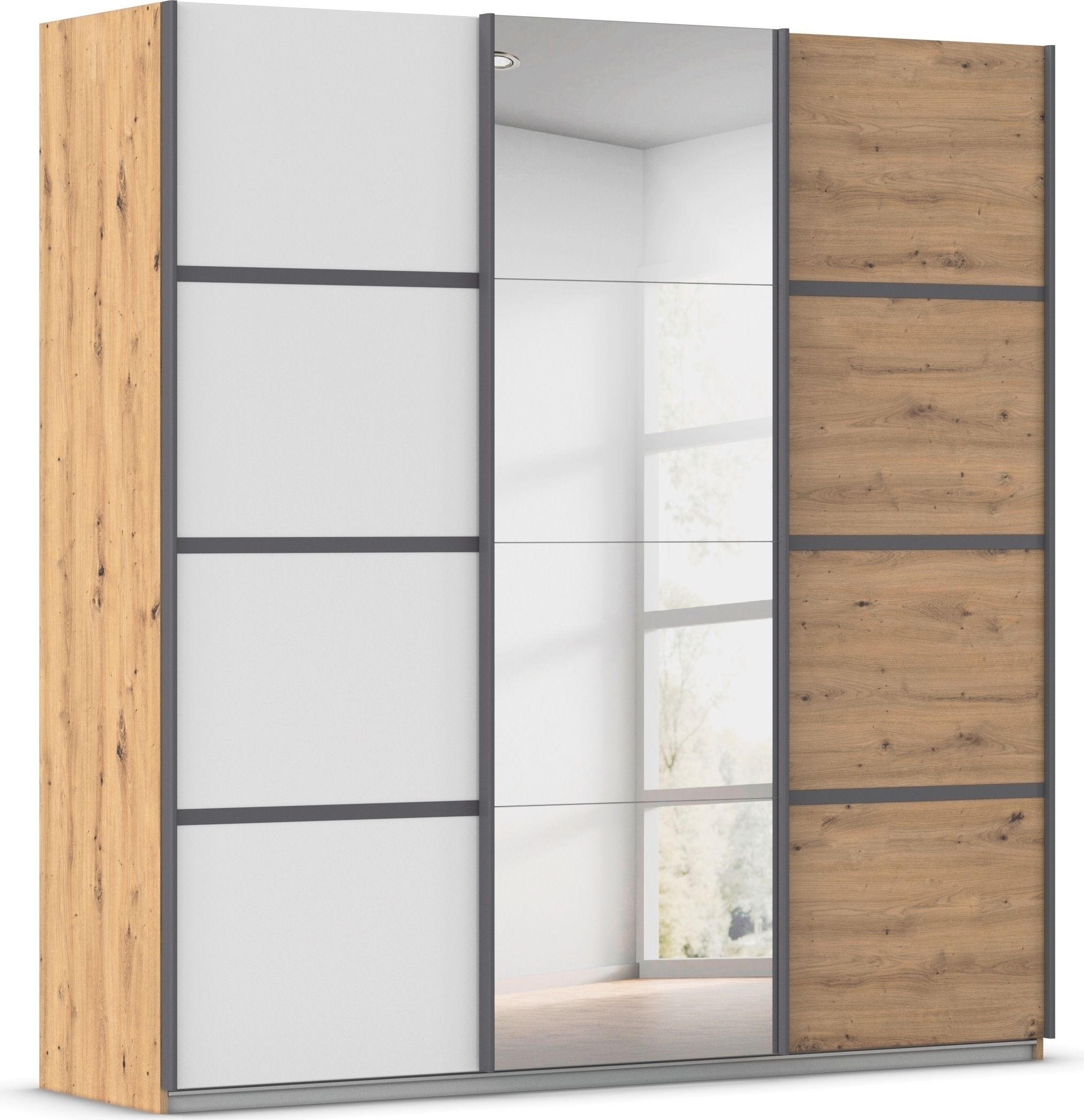 OTTO home Kleiderschrank "Mehrzweckschrank Aktenschrank Möbel Mietswohnung Schlafzimmer AVOLA" 3 verschiedene Ausstattungen BASIC/CLASSIC/PREMIUM (inkl. SOFT-CLOSE), mit eleganten Zierleisten in Chrom, Schwarz oder Weiß MADE IN GERMANY