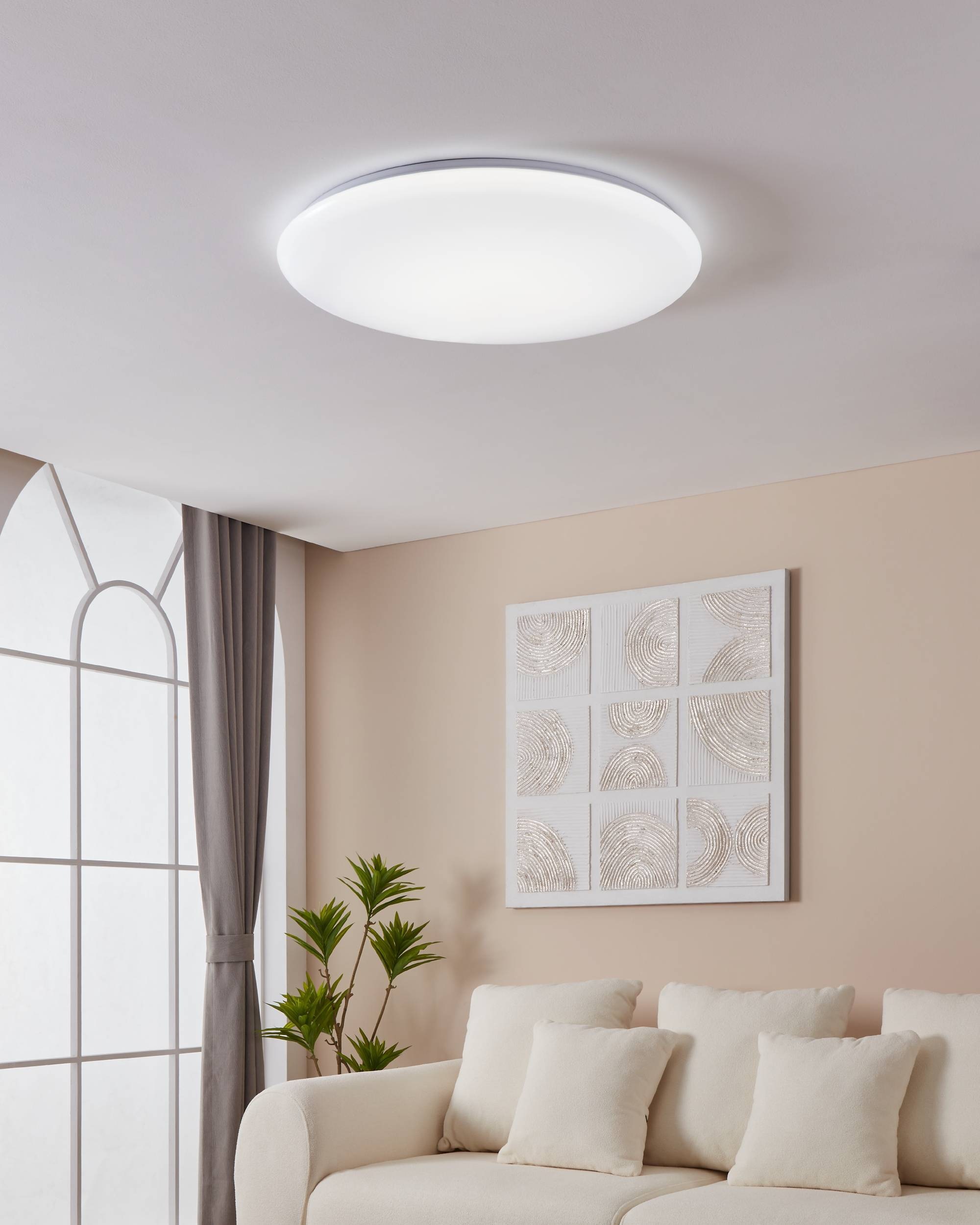 EGLO Deckenleuchte »Giron Deckenlampe, Stahl und Kunststoff, Wohnzimmerlampe, Flurlampe« LED-Modul 1 Stk. Kaltweiß | Neutralweiß | Warmweiß Wand-/Deckenleuchte - H8,5 x Ø76 cm - weiß - 54,5W inkl.