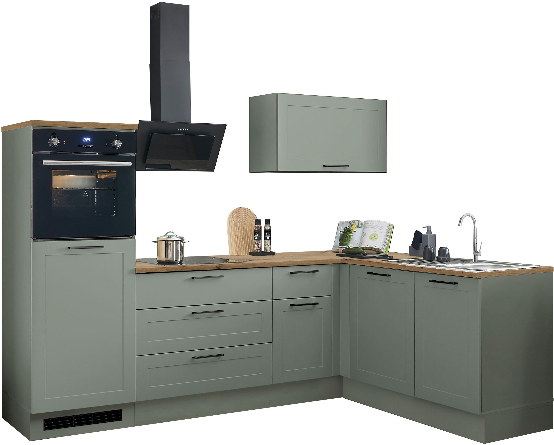 BASIC by Balculina Winkelküche »Marsi«, Stellmaße 260x175 cm, wahlweise E-Geräten, mit Soft-Close-Funktion