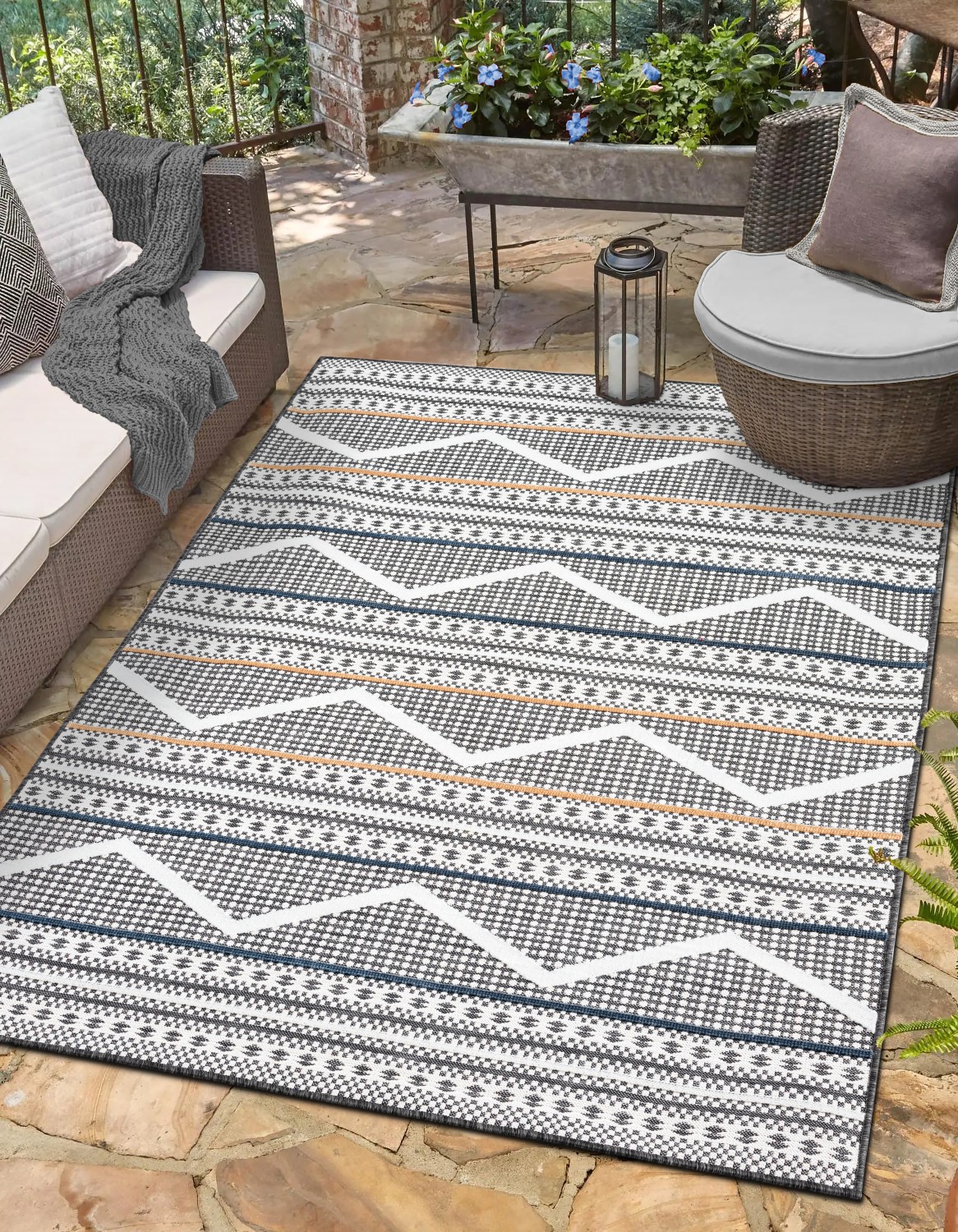 Myflair Möbel & Accessoires Outdoorteppich "Shadow, LAGERRÄUMUNG" rechteckig 8 mm Höhe modernes Design, Outdoor geeignet, Balkon, Terrasse