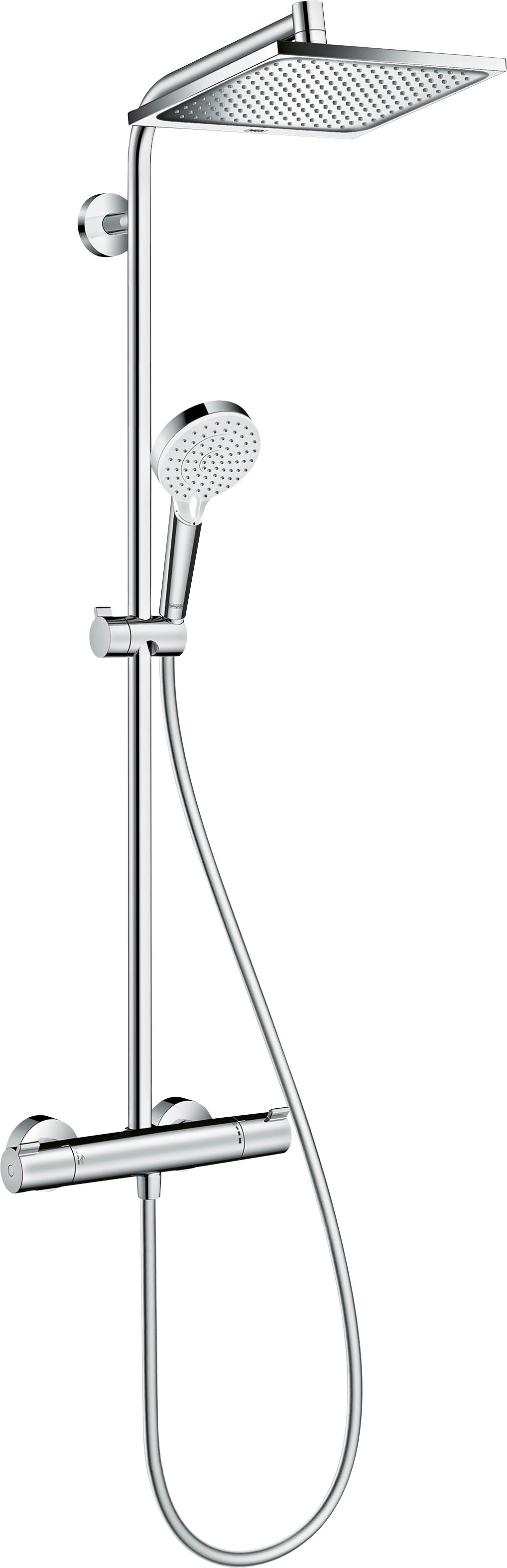 hansgrohe Duschsystem "Crometta E", (Komplett-Set), 24cm, wassersparend mit Thermostat, chrom