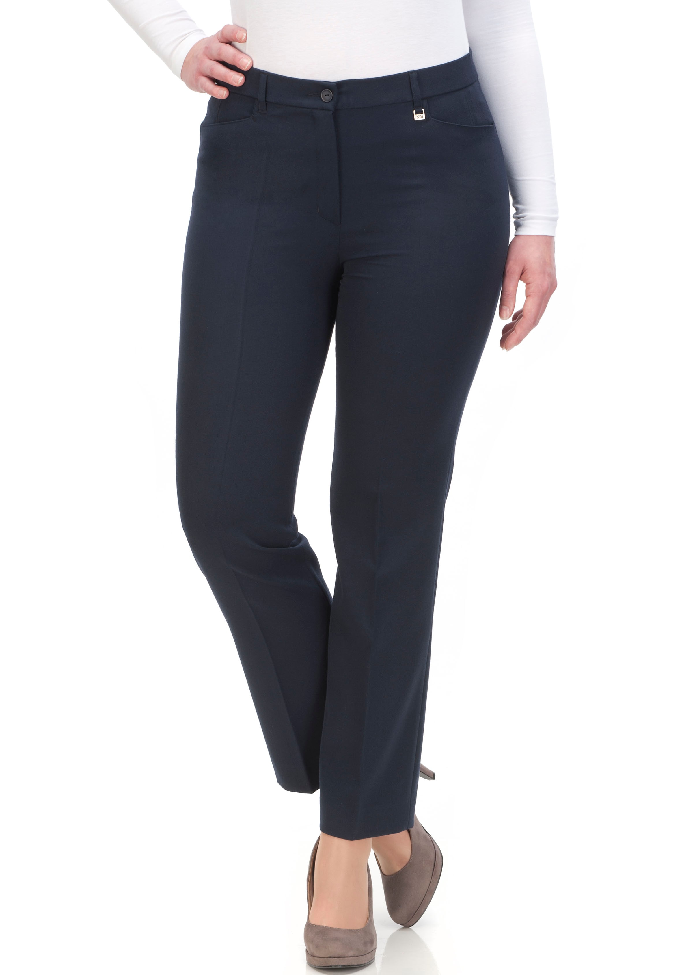 KjBRAND "Hose Bea in Bi-Stretch Kammgarnoptik mit Bügelfalte" Sommerhose, ideal für kräftige Oberschenkel