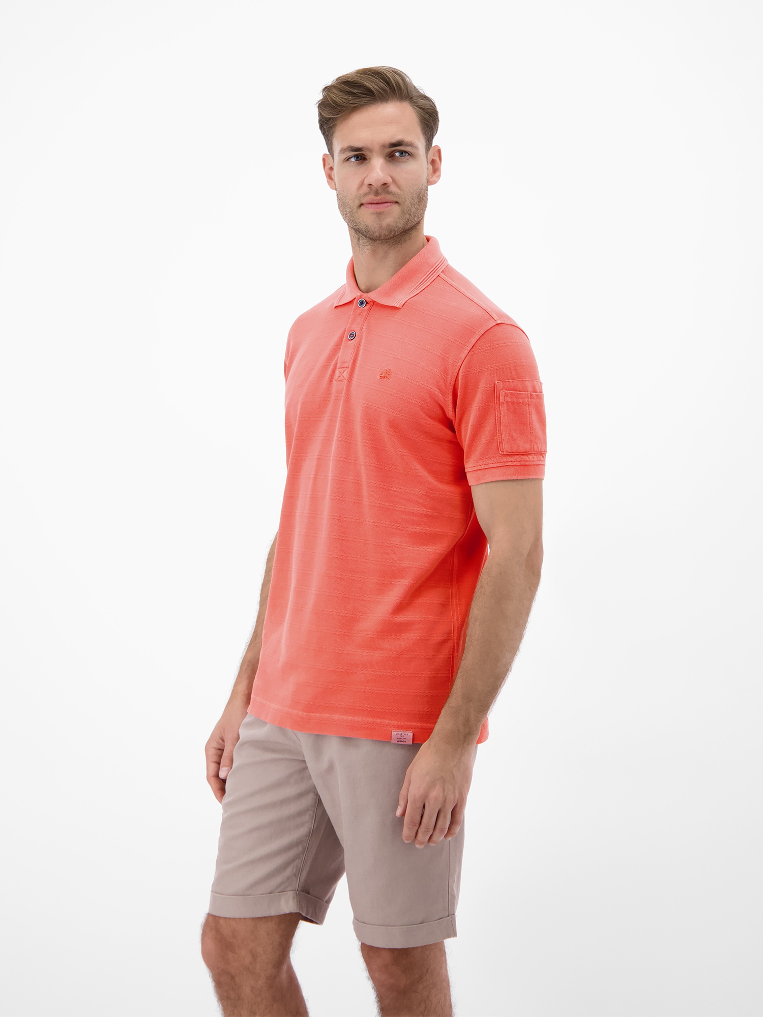 LERROS Poloshirt »Poloshirt, unifarben aus gestreiftem Piqué-Gewebe«