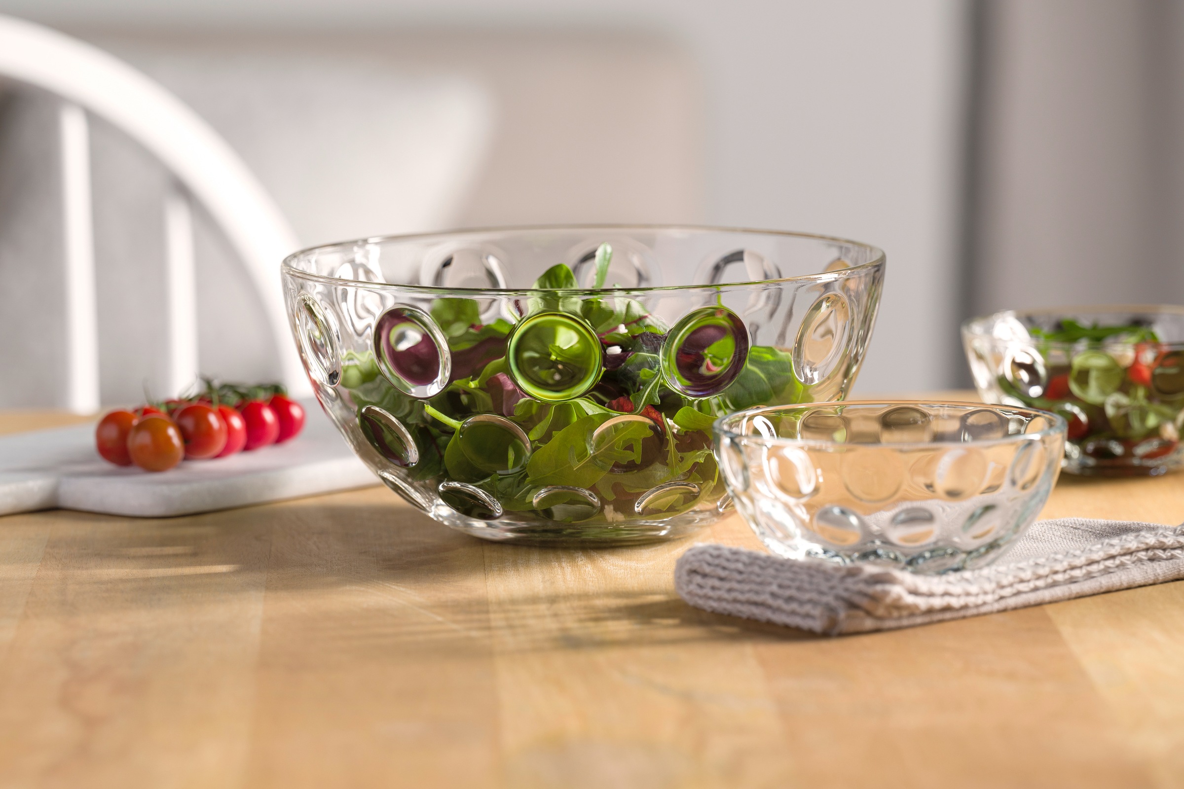 Thumbnail - LEONARDO Schale "Schalen-Set CUCINA OPTIC, 5er Set, 4x Ø 14 cm & 1x Ø 28 cm" 5 Stk. aus Glas spülmaschinengeeignet