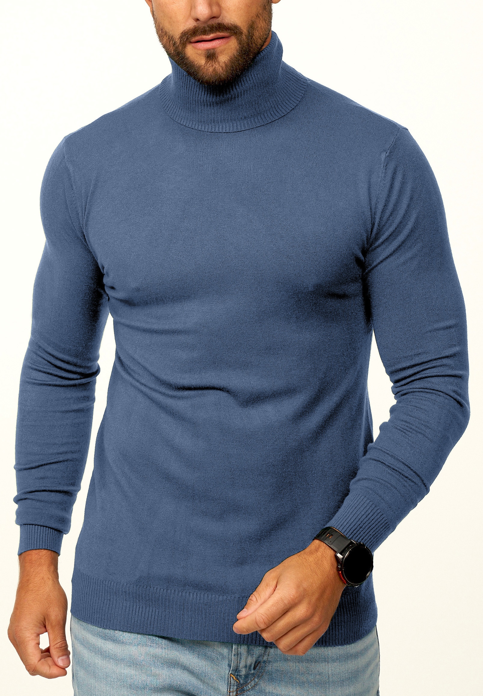 Daily Cotton Rollkragenpullover »als Feinstrick Pulli in Slim Fit für Herren« Männer Winterpullover - Casual & Business Look Rolli