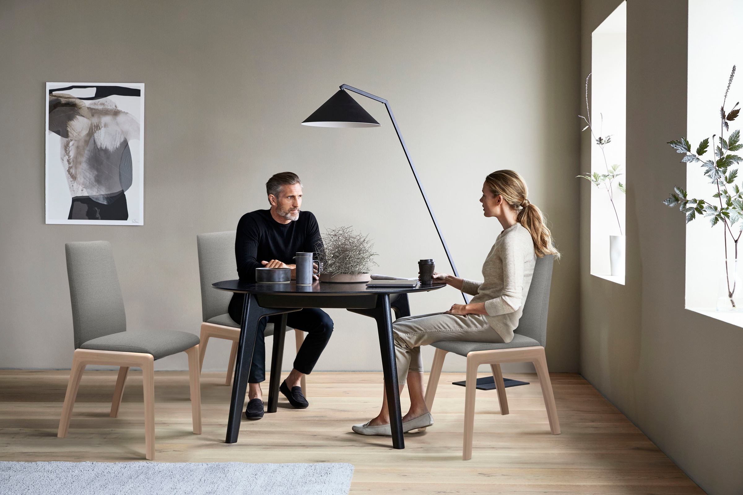 Stressless® Polsterstuhl »Laurel«, ROHLEDER Stoff Q2 FARON, Low Back, Größe M, mit abgerundeten Beinen in Eiche gekalkt