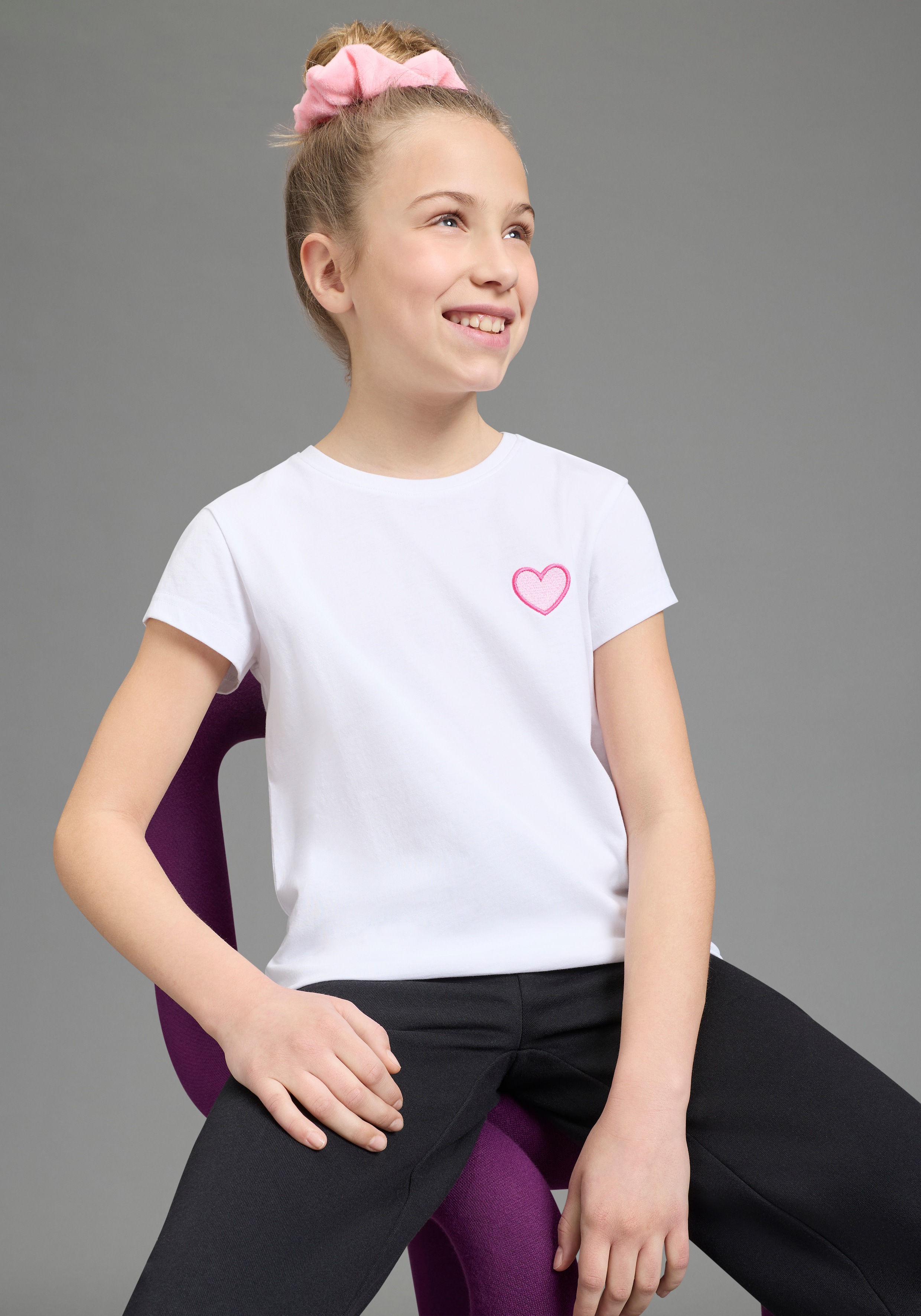 Thumbnail - H.I.S T-Shirt "3er Pack H.I.S Shirts mit Stickerei" Packung, 3, 3 tlg. für Mädchen, Kurzarm, Basic Passform, aus Baumwol...