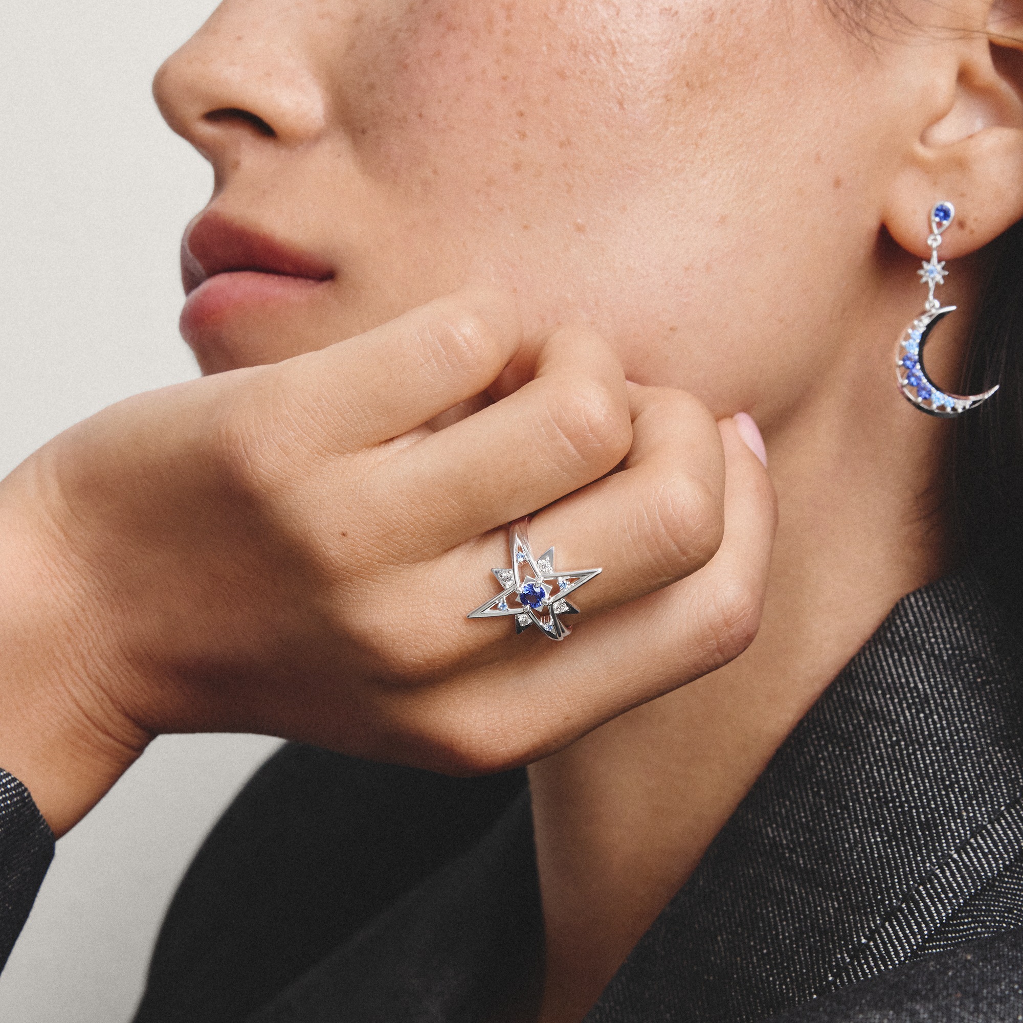 THOMAS SABO Fingerring »Midnight Sky Ring Silber« mit Zirkonia (synth.), Glas-Keramik Stein