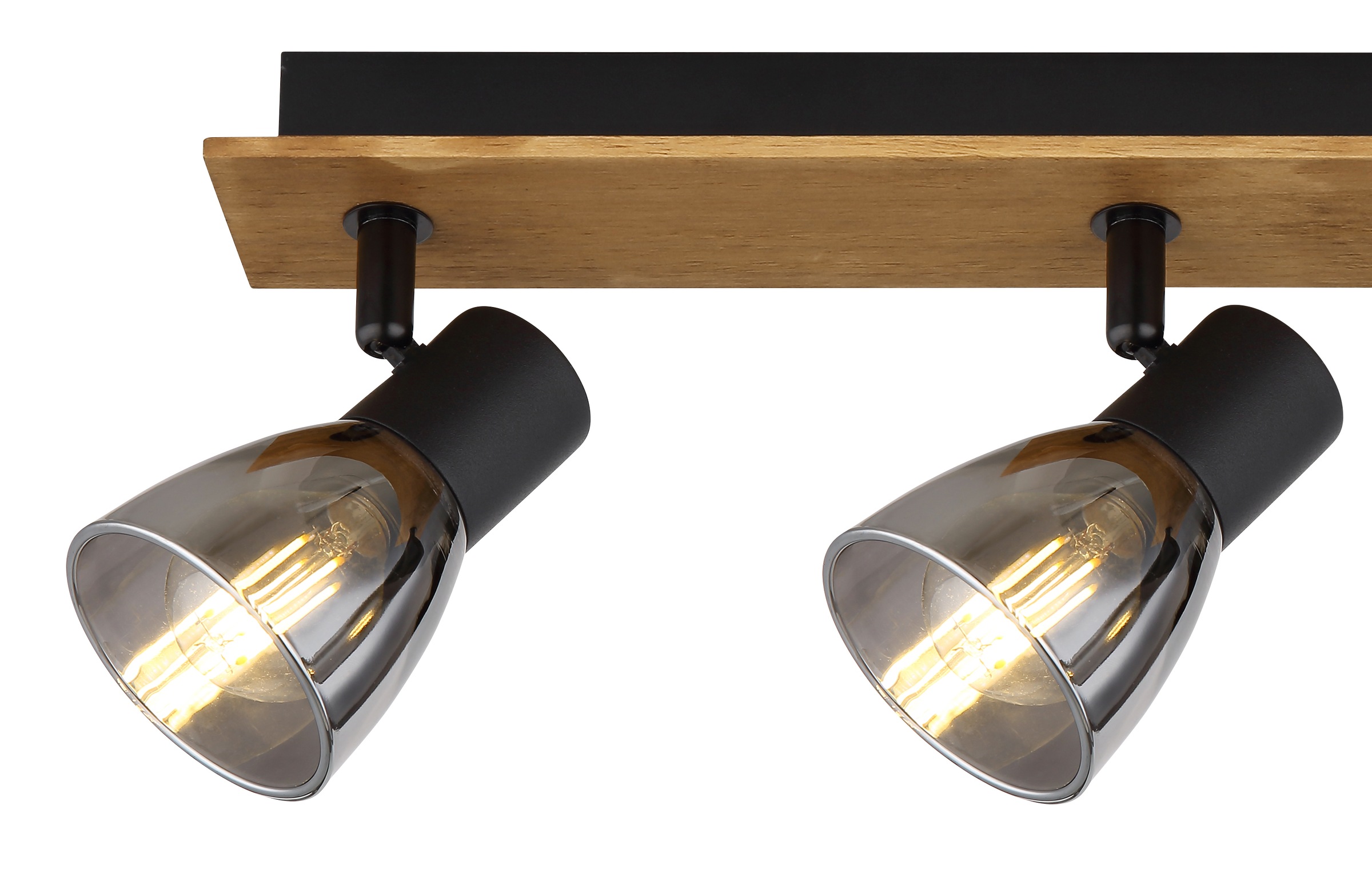 GLOBO LIGHTING Deckenspot »CLAUDE« E14 1 Stk. Strahler Holz/Schwarz, Rauchglas, E14