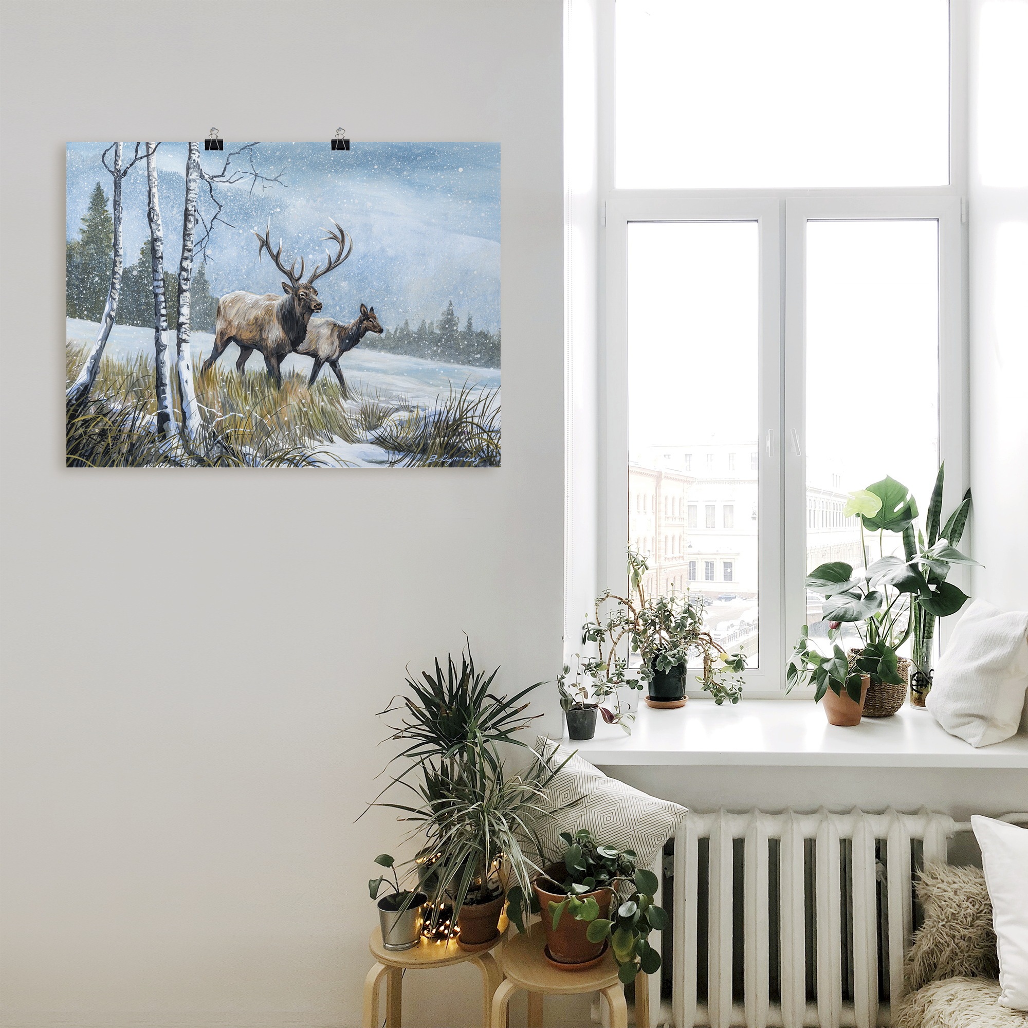 Artland Poster »Hirsch Reise IV«, Wildtiere, (1 St.), als Alubild, Leinwandbild, Wandaufkleber oder Poster in versch. Größen