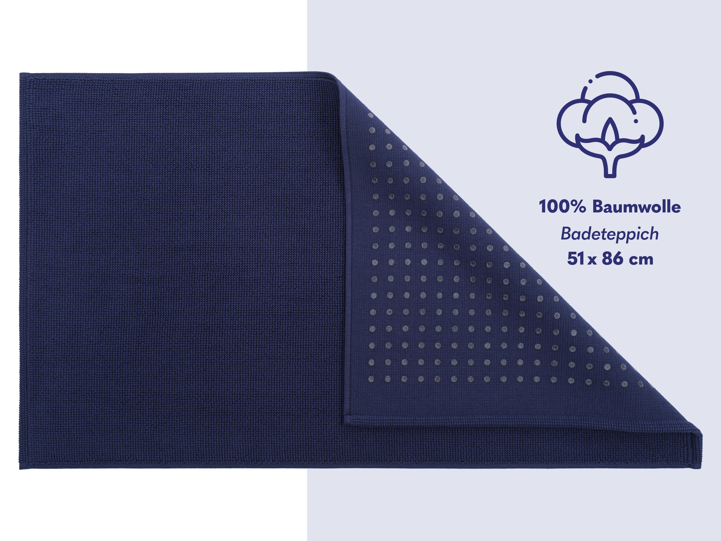 Thumbnail - HAMMETEX Badematte "rutschfeste Badvorleger" Höhe 7,5 mm rutschhemmend beschichtet strapazierfähig einfarbig, 100% Baumw...