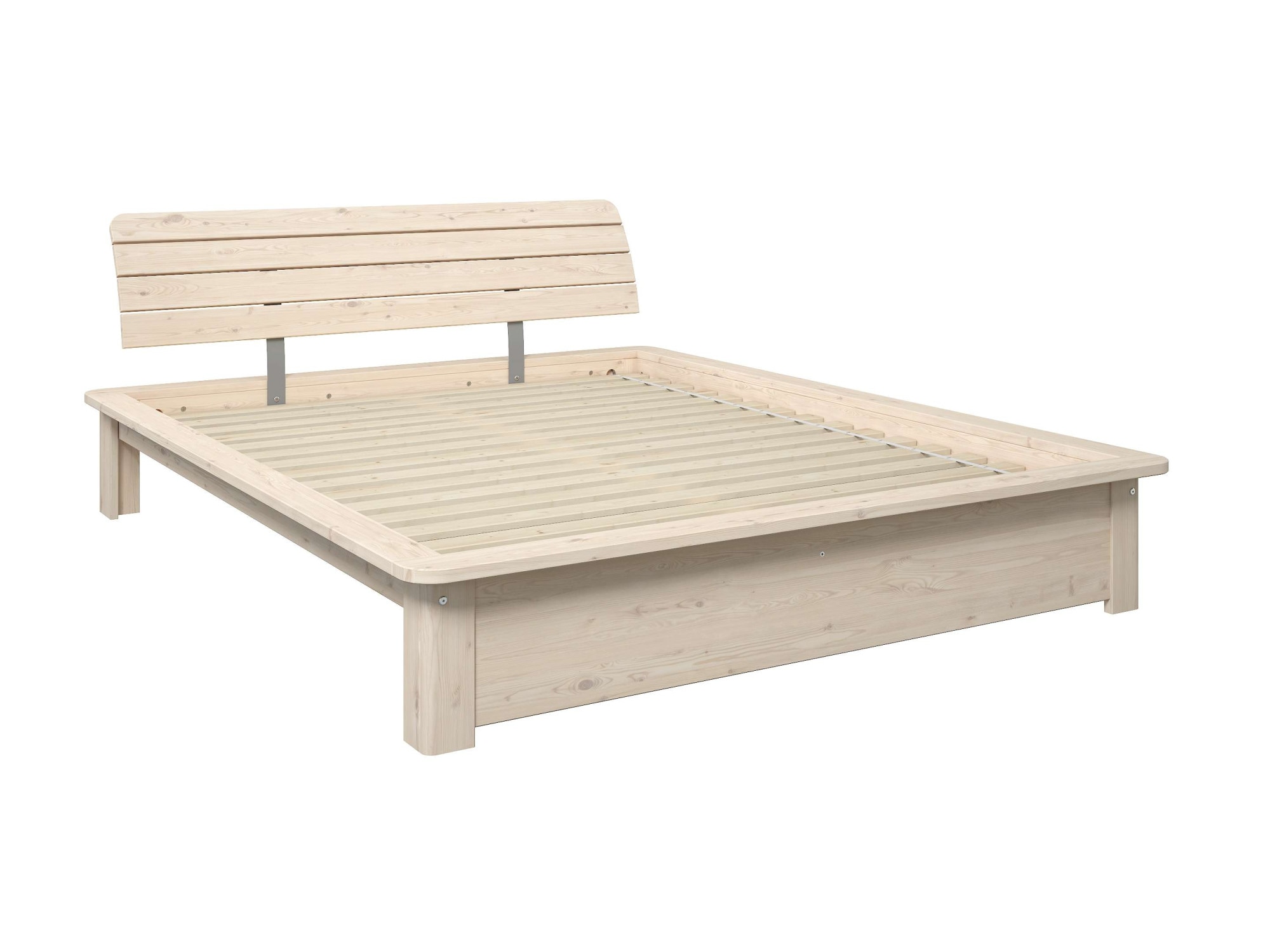 OTTO home Massivholzbett »Antri, Futonbett, ergonomisch geformtes Kopfteil, stilvolles Design« Rahmen zur Ablage von Smartphone, mit Lattenrost, Bettkasten optional